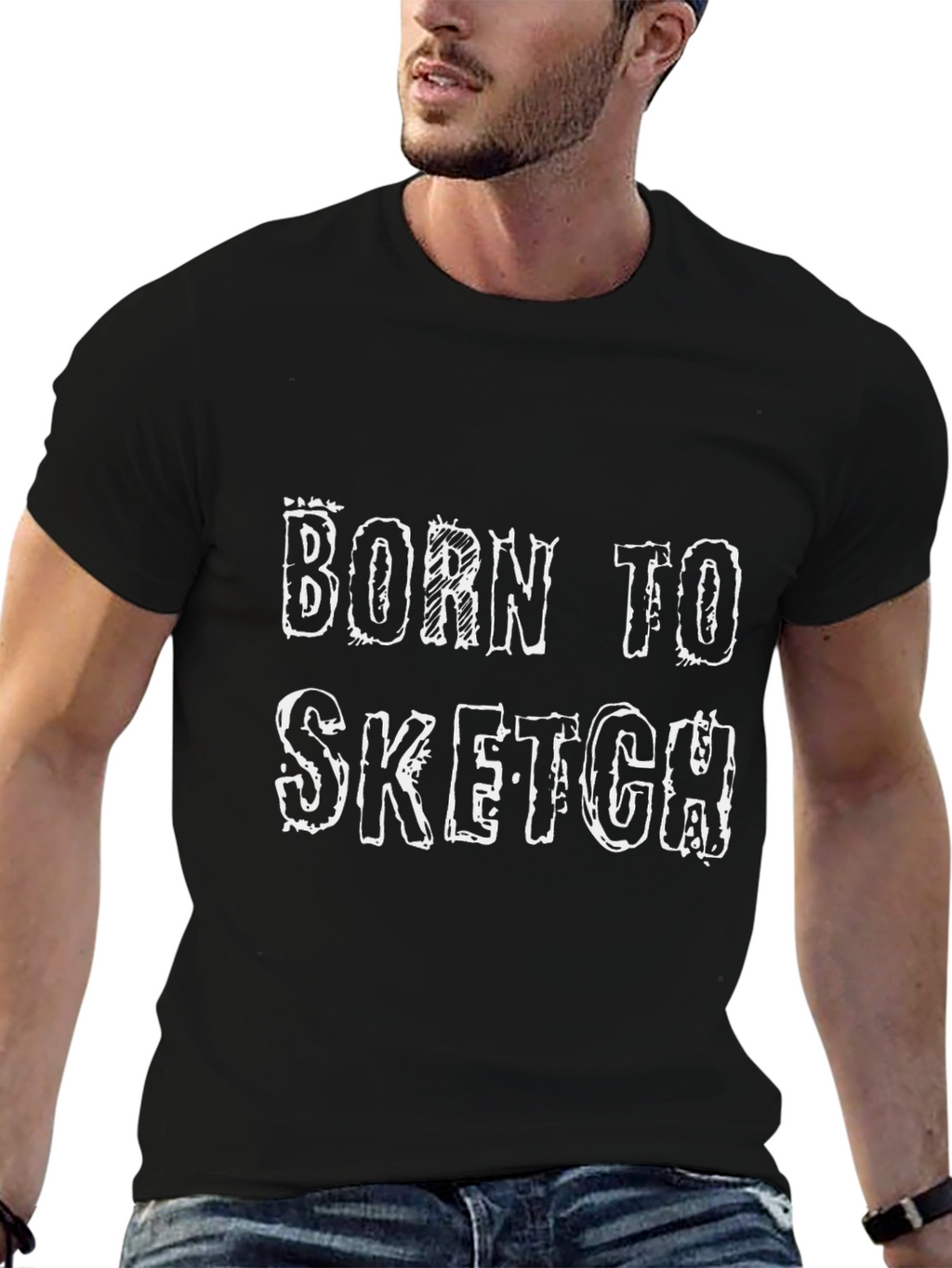 Born To Sketch Black Graphic T-Shirt