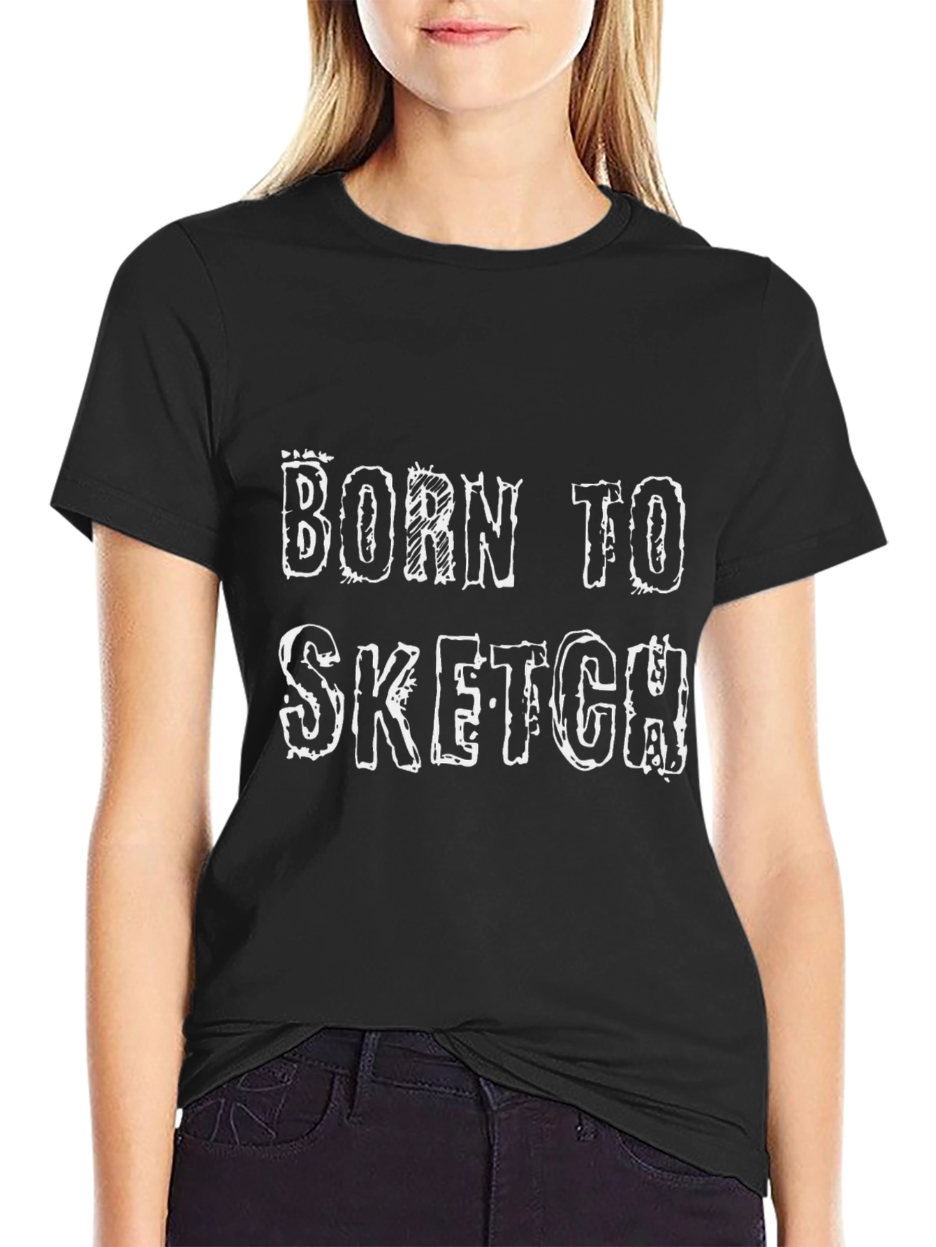 Born To Sketch Black Graphic T-Shirt