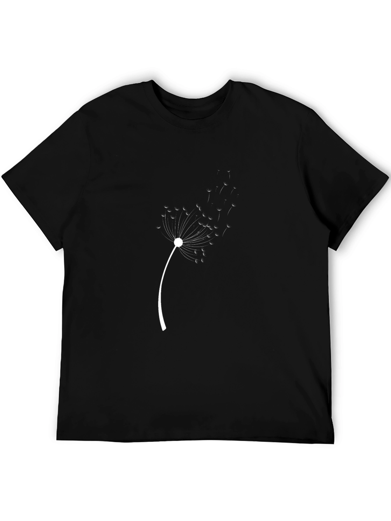 Dandelion Print Black T-Shirt - Casual Comfort