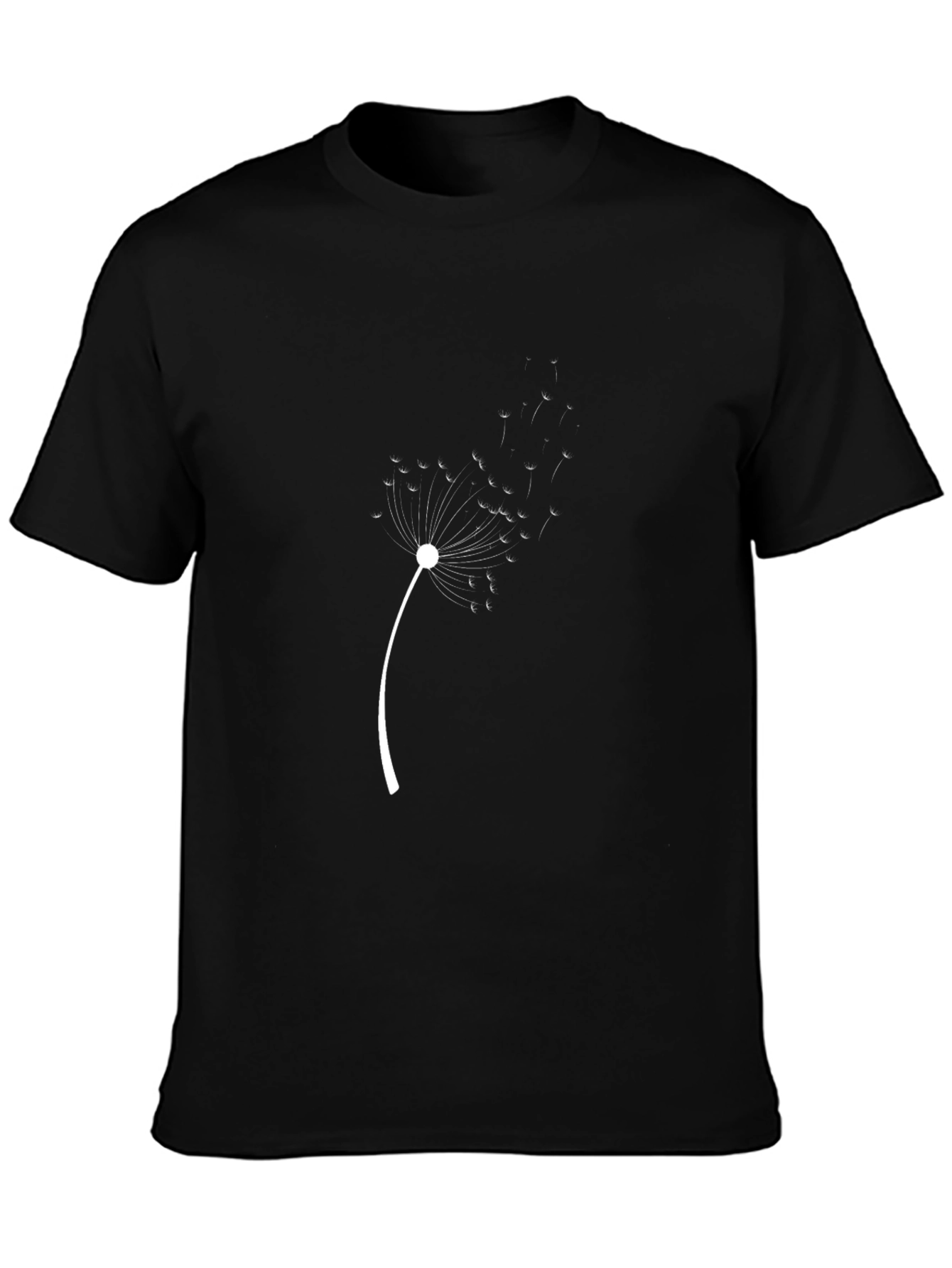 Dandelion Print Black T-Shirt - Casual Comfort