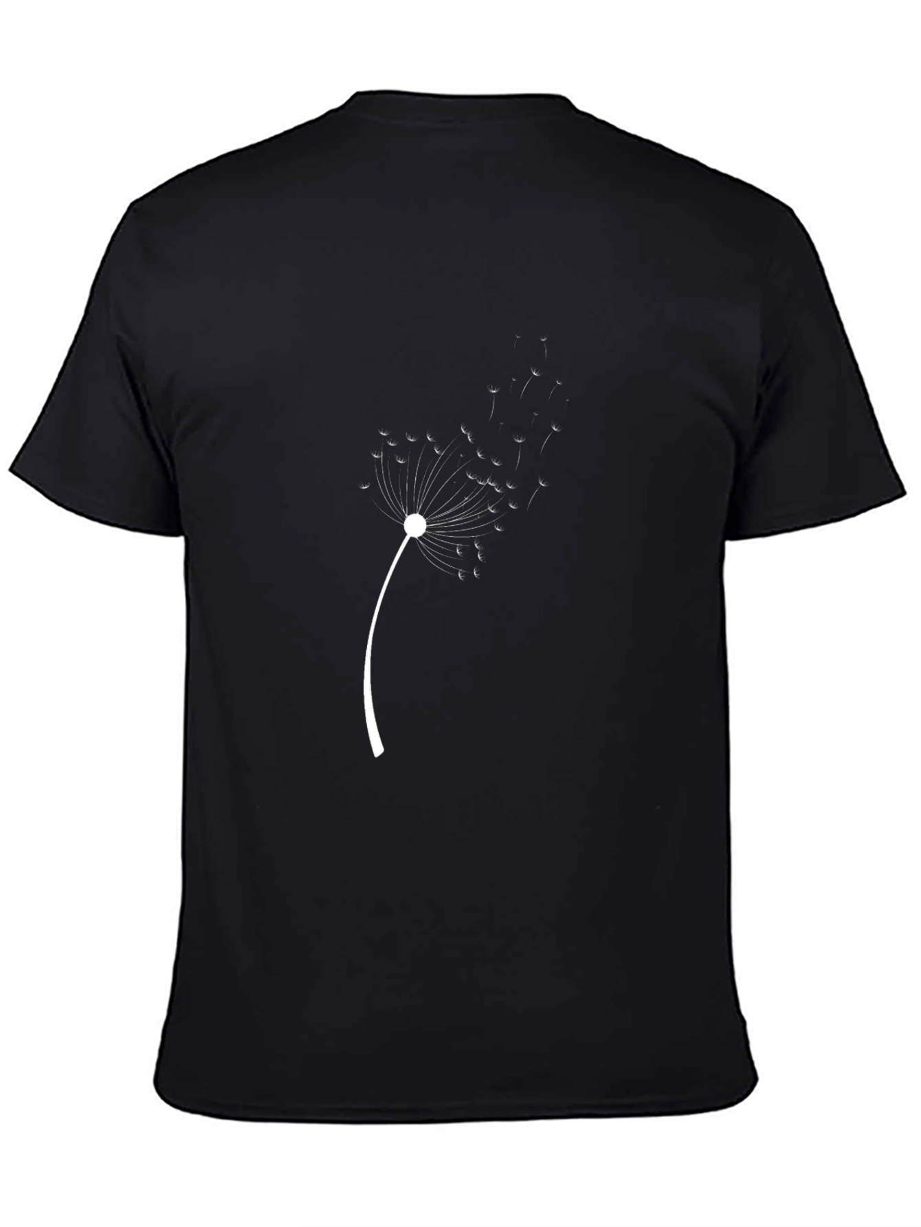Dandelion Print Black T-Shirt - Casual Comfort