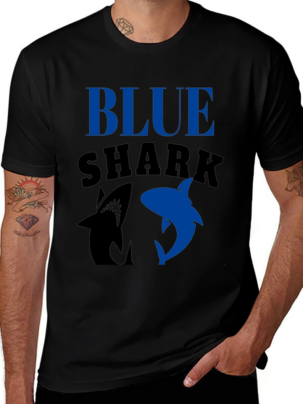 Blue Shark Graphic T-Shirt - Black