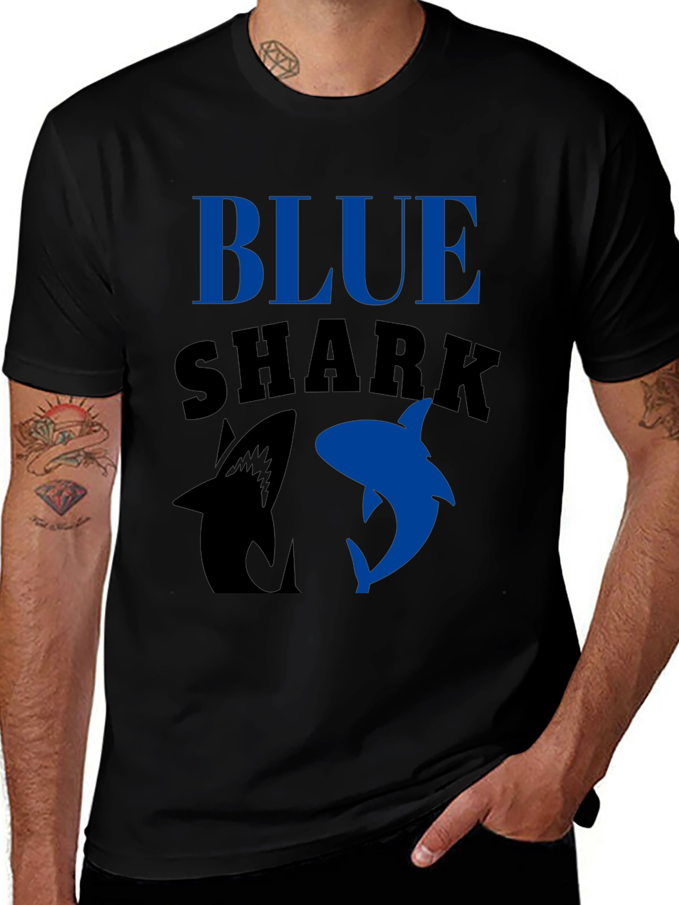 Blue Shark Graphic T-Shirt - Black
