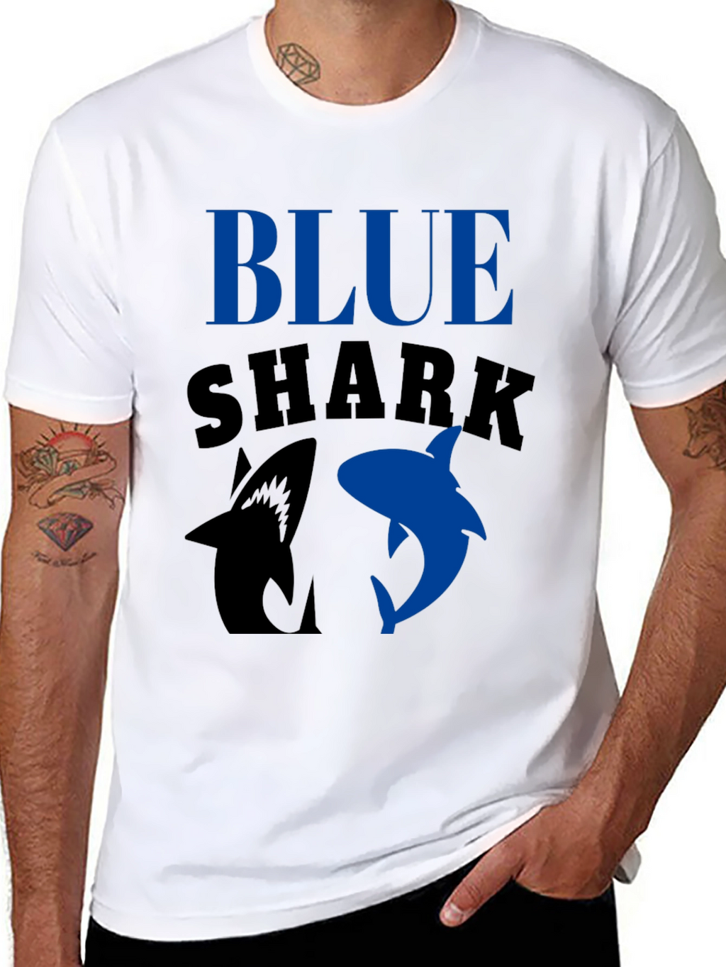 Blue Shark Graphic T-Shirt - Black