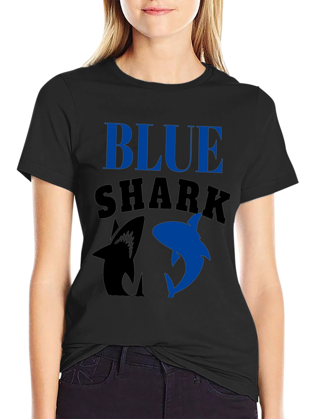 Blue Shark Graphic T-Shirt - Black