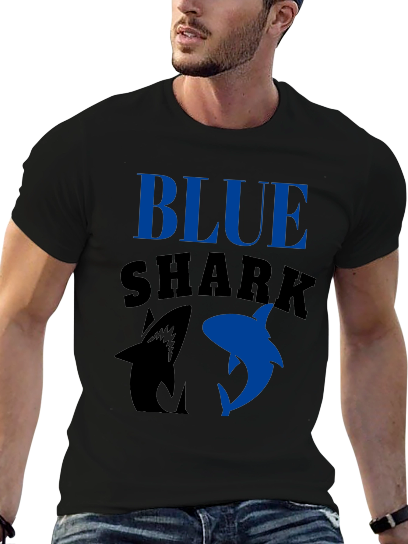 Blue Shark Graphic T-Shirt - Black