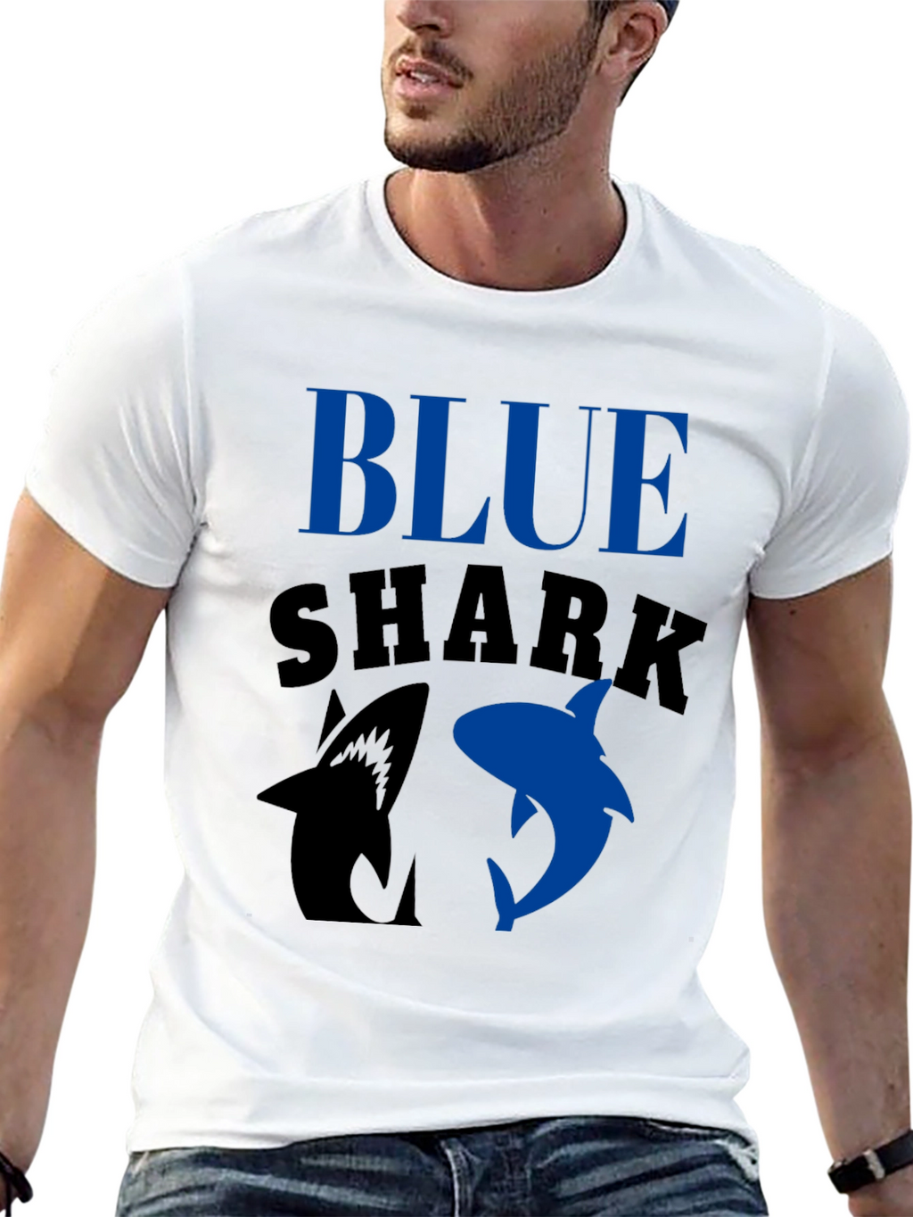 Blue Shark Graphic T-Shirt - Black