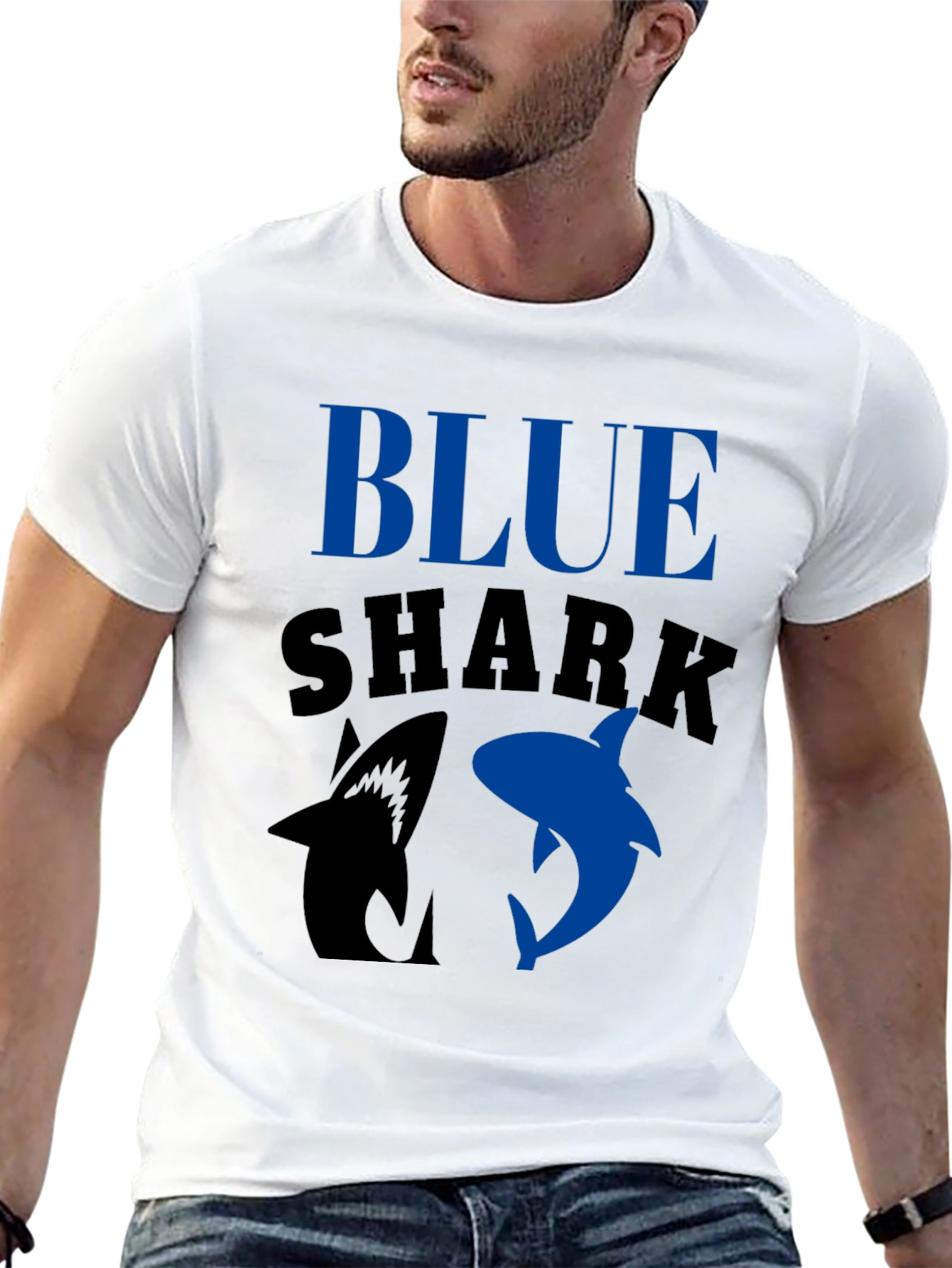 Blue Shark Graphic T-Shirt - Black