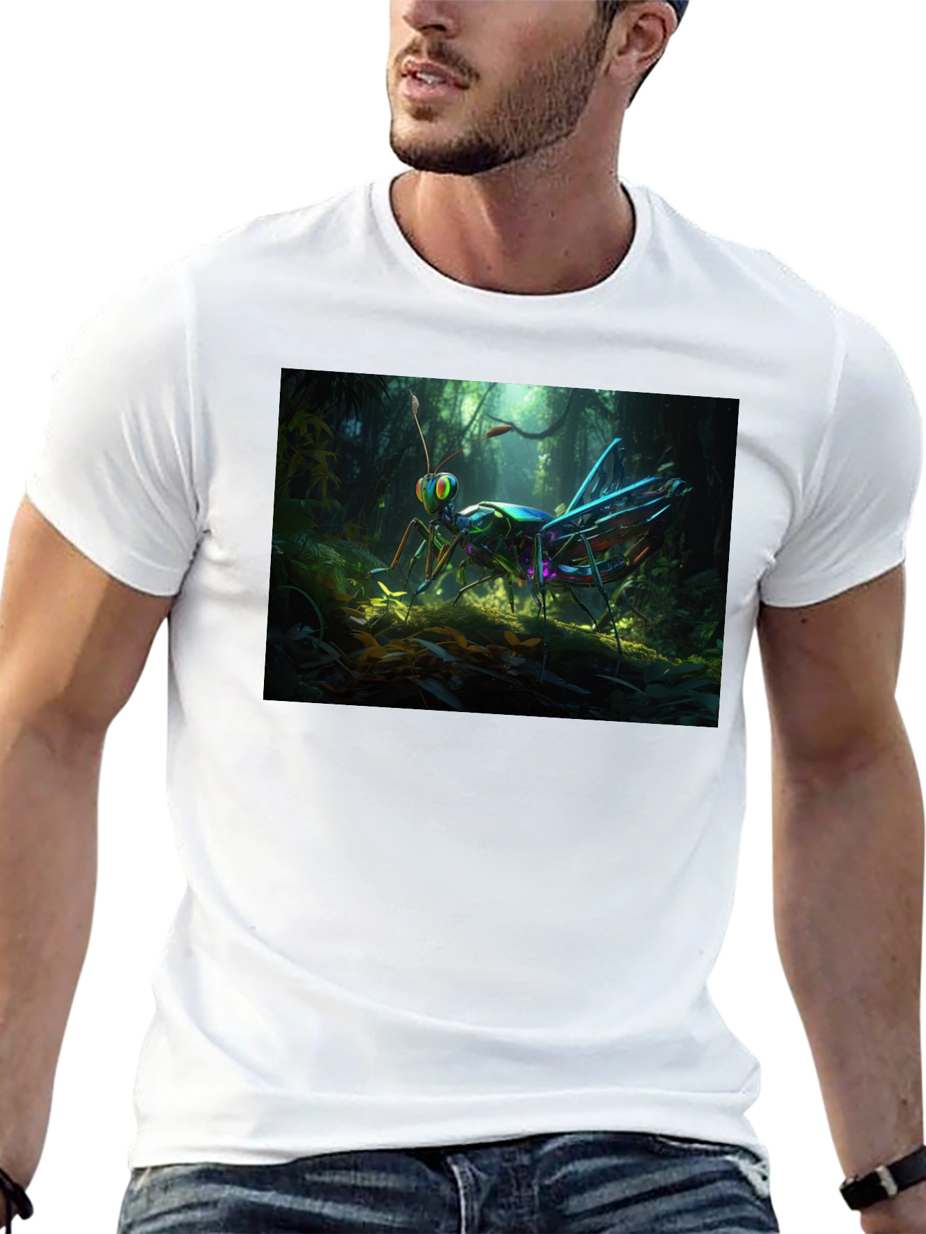 Grasshopper Graphic Tee - Vivid Insect Design