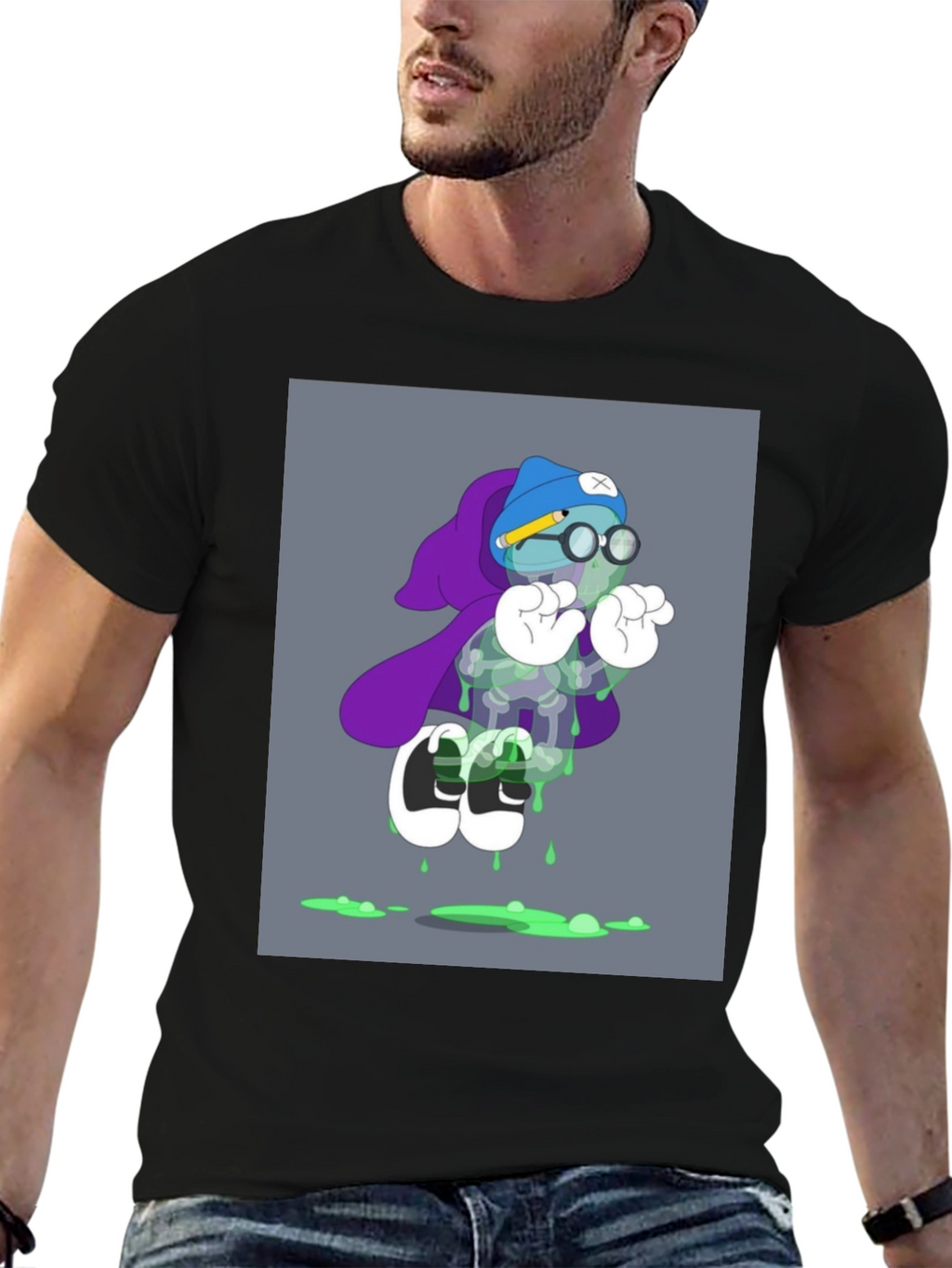 Cartoon Graphic Print Black T-Shirt