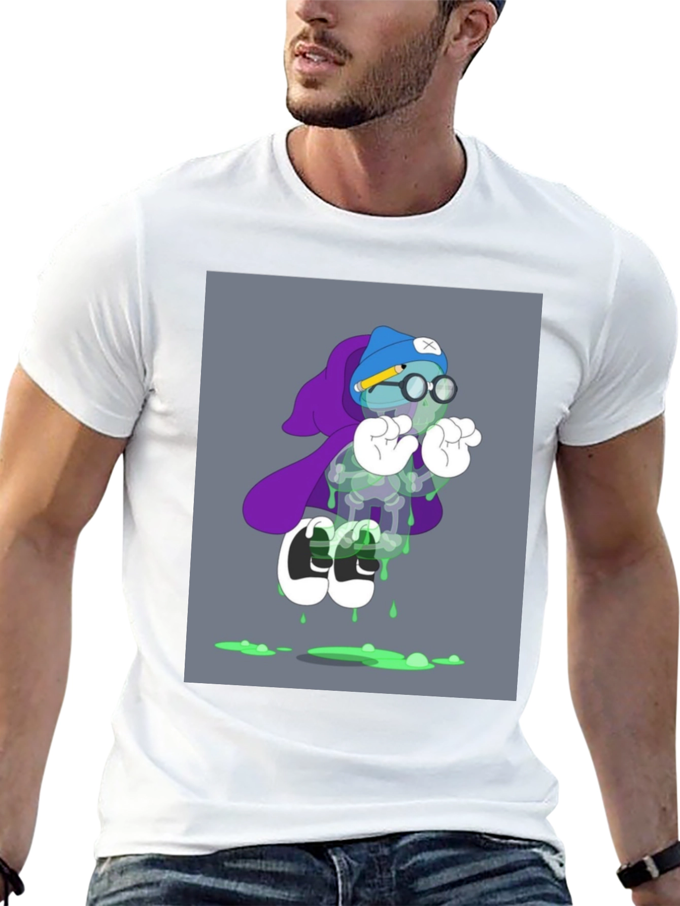 Cartoon Graphic Print Black T-Shirt