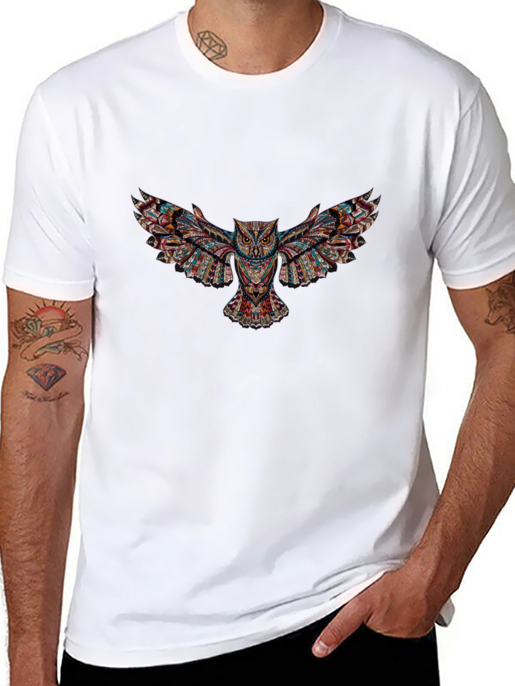 Black T-Shirt with Owl Graphic Design