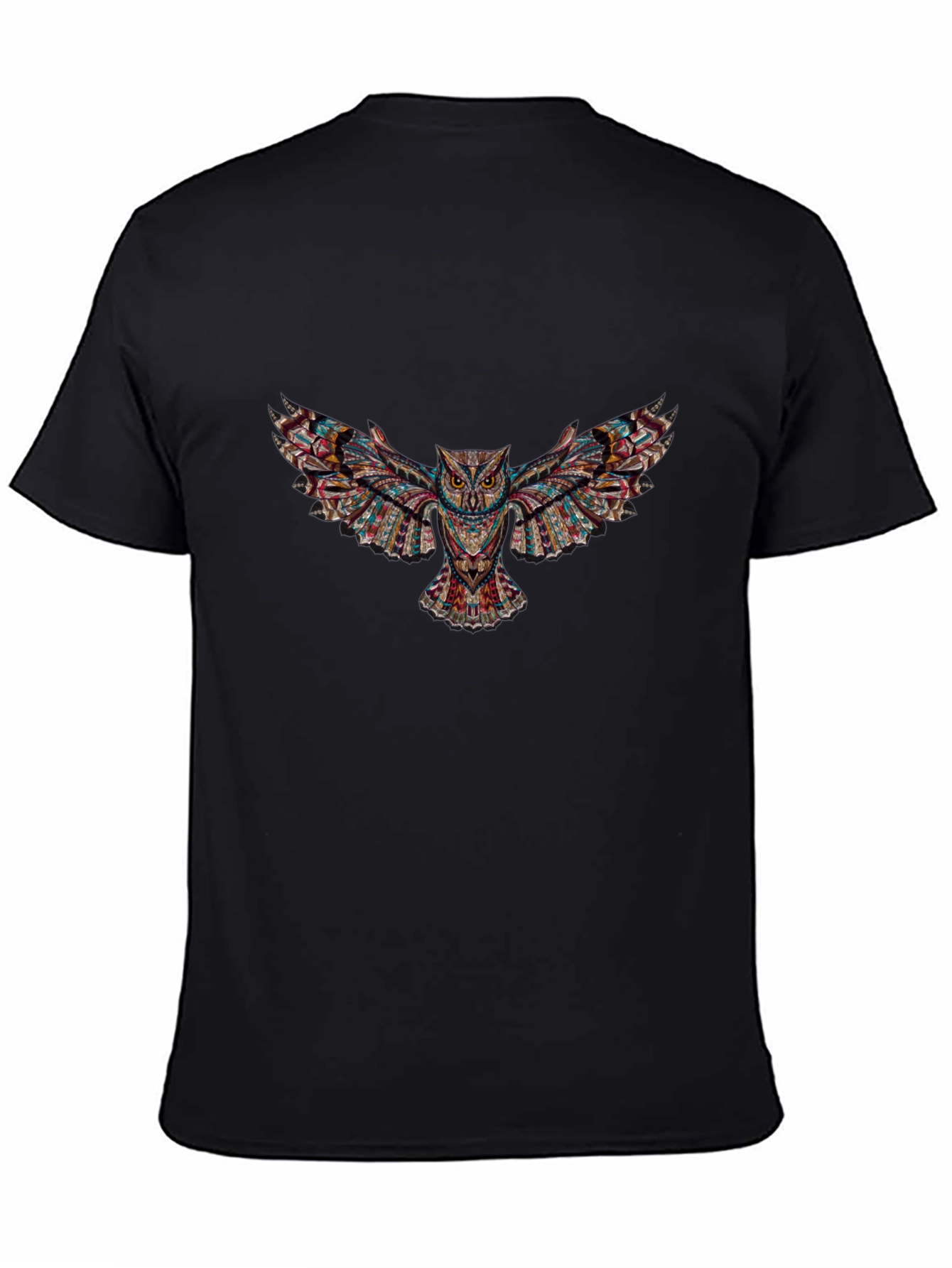 Black T-Shirt with Owl Graphic Design