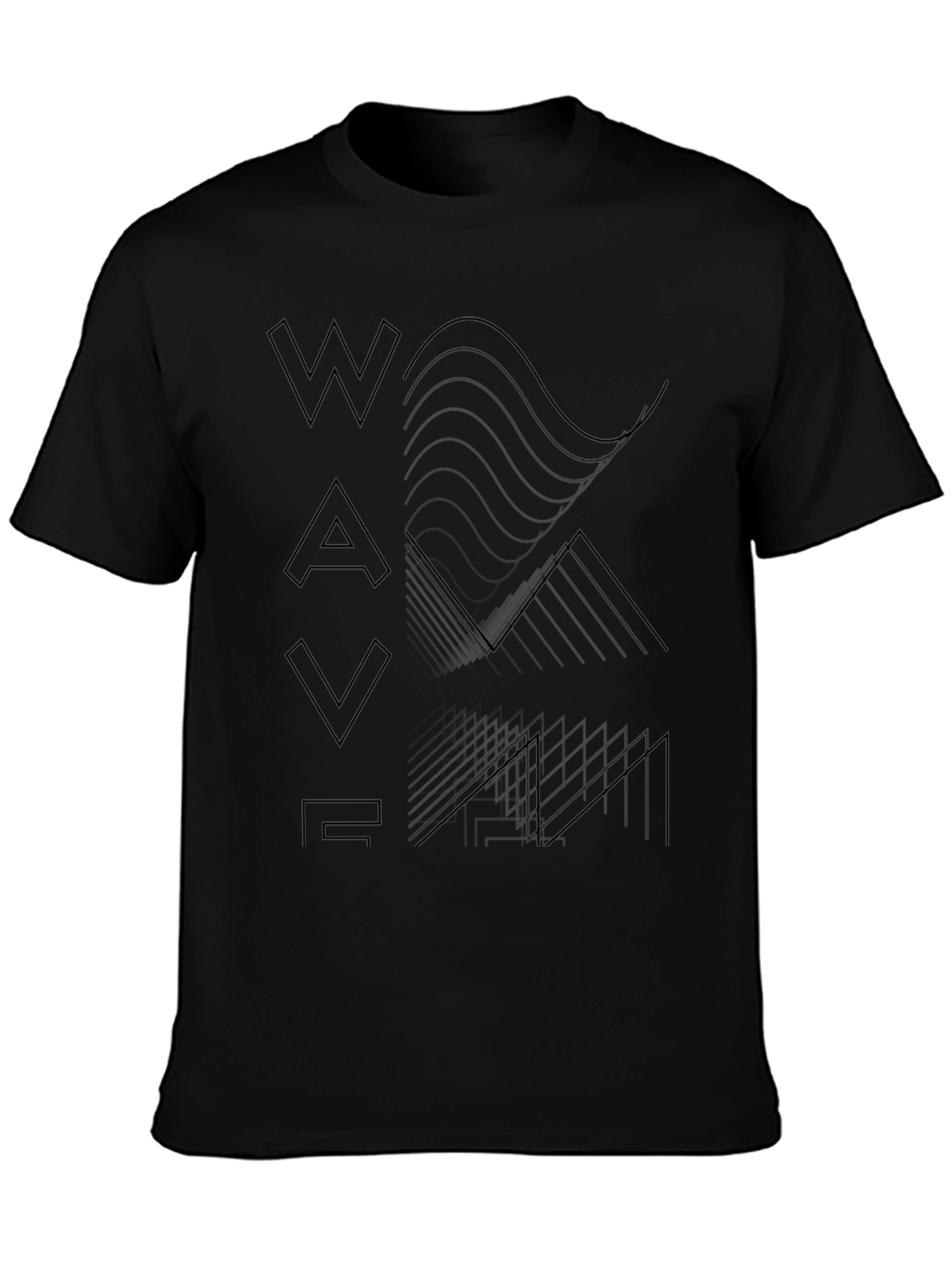 Abstract Waveform Graphic Tee - Modern Black T-Shirt