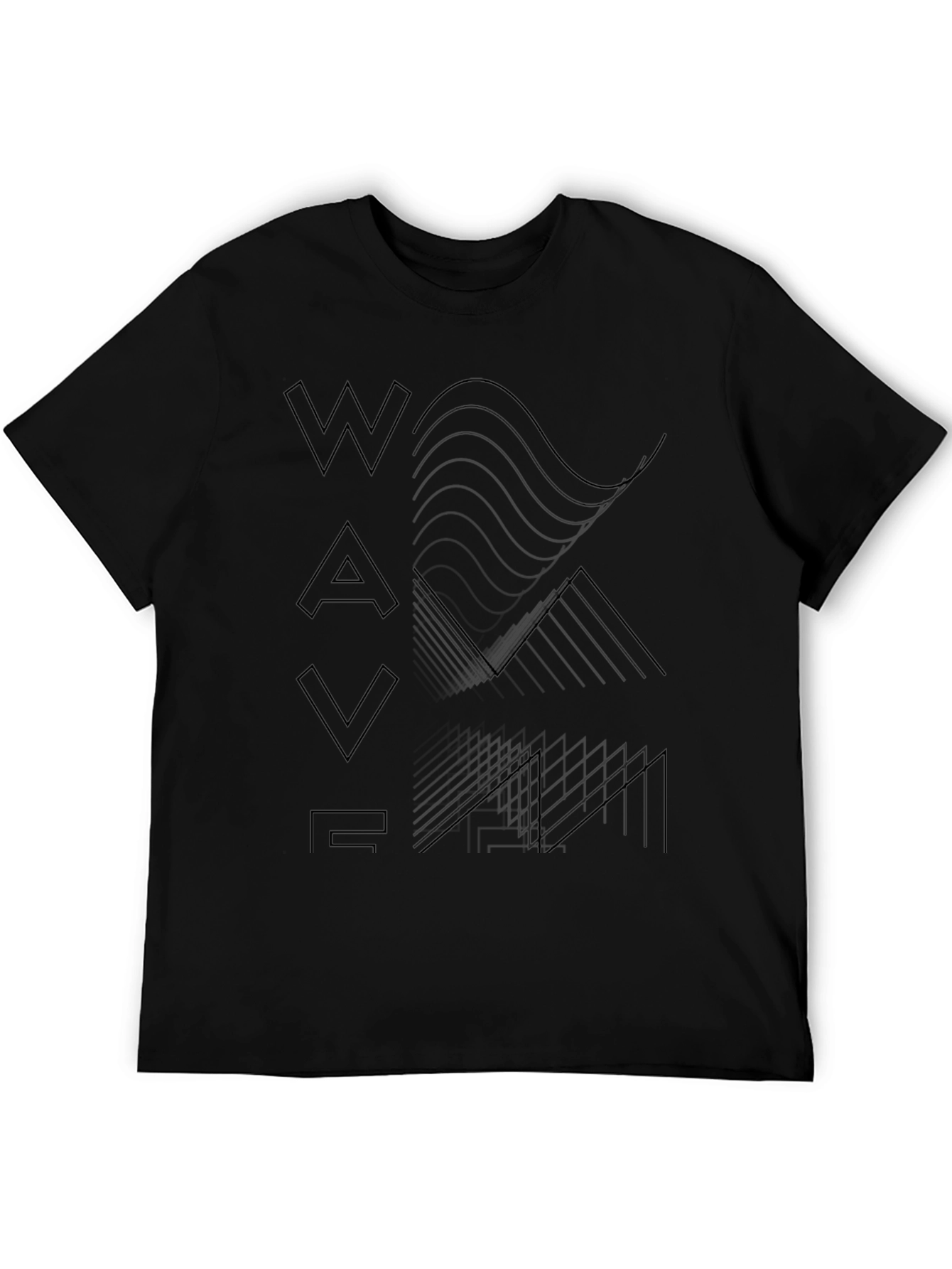 Abstract Waveform Graphic Tee - Modern Black T-Shirt