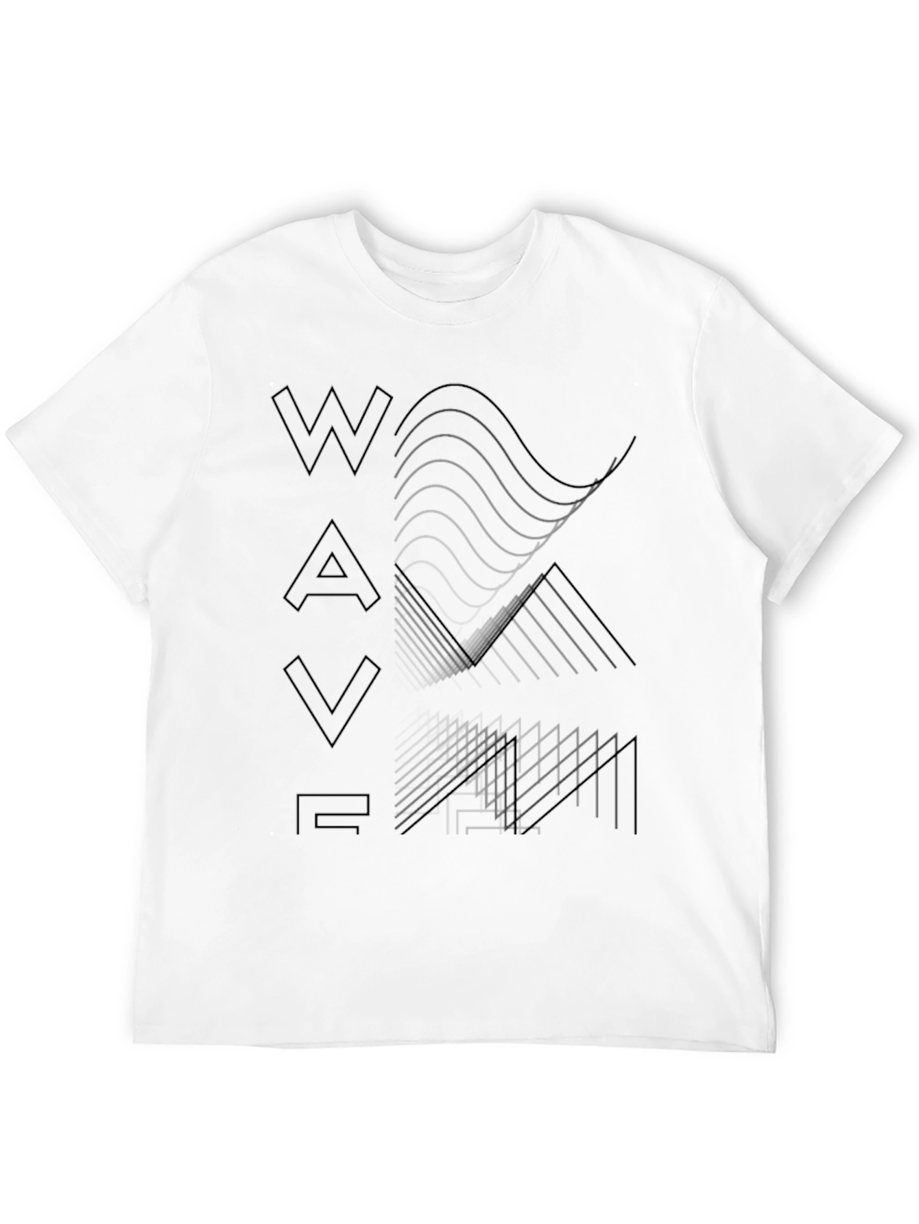Abstract Waveform Graphic Tee - Modern Black T-Shirt