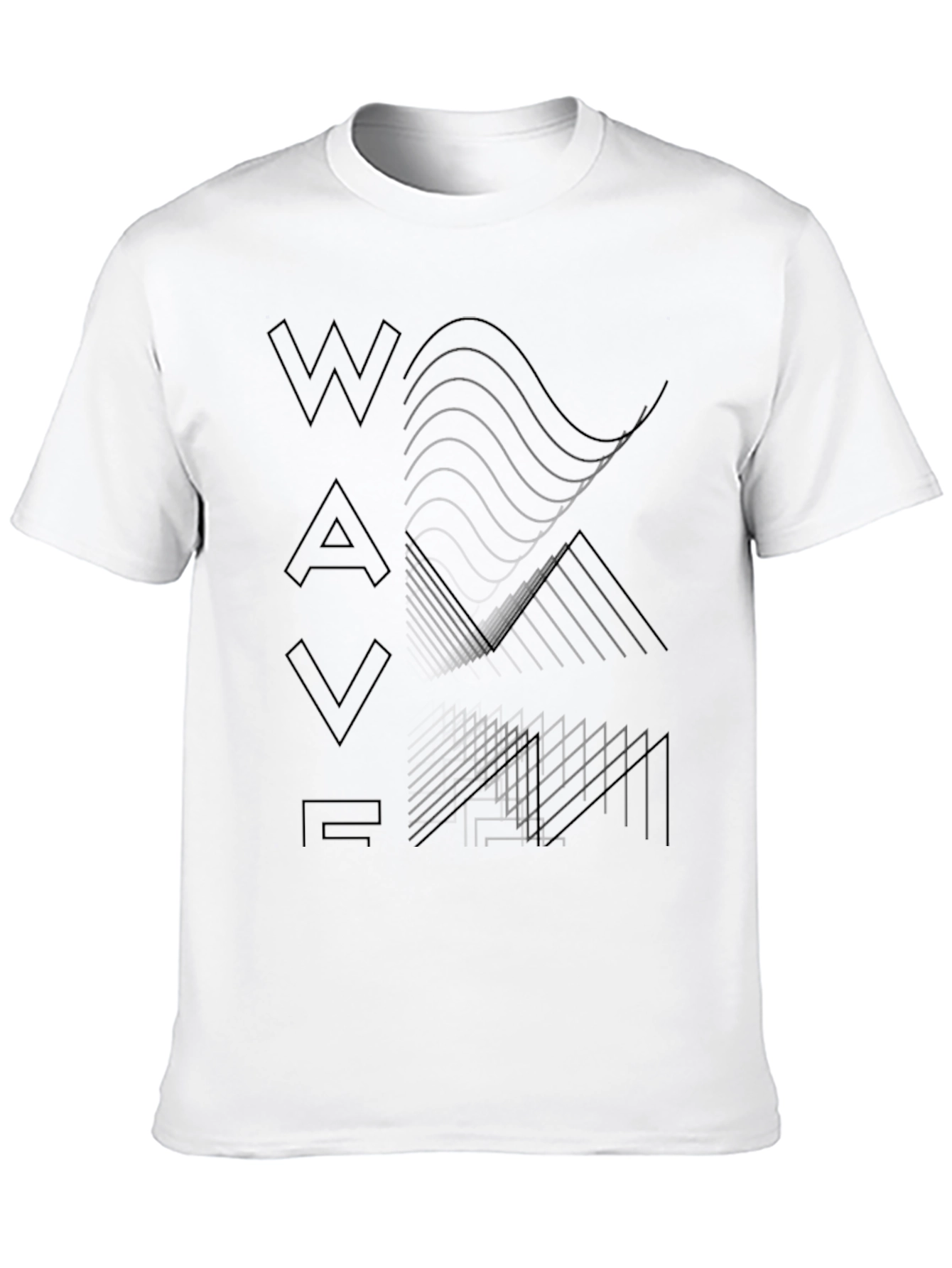 Abstract Waveform Graphic Tee - Modern Black T-Shirt