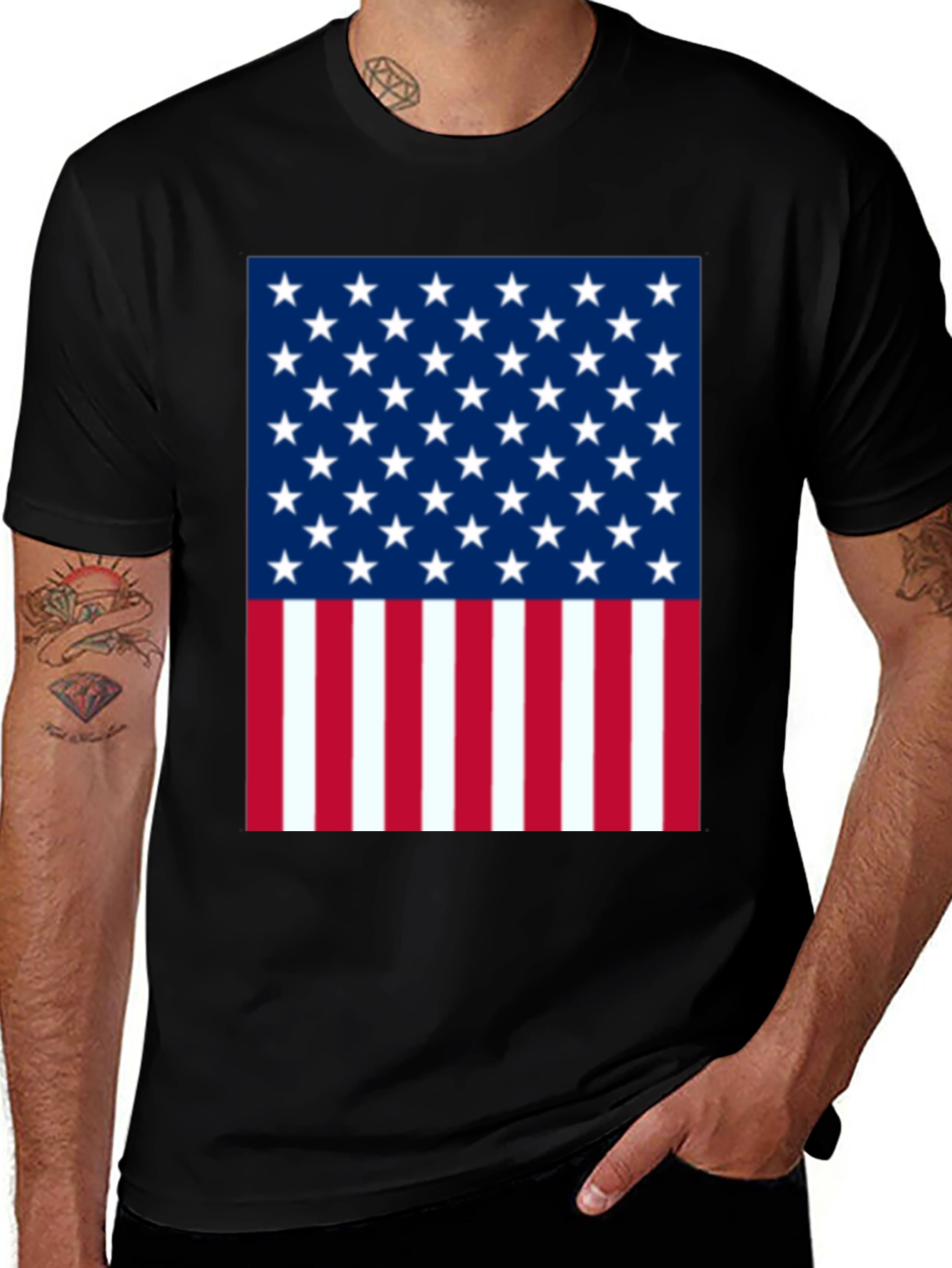 American Flag Graphic Tee - Patriotic Black T-Shirt