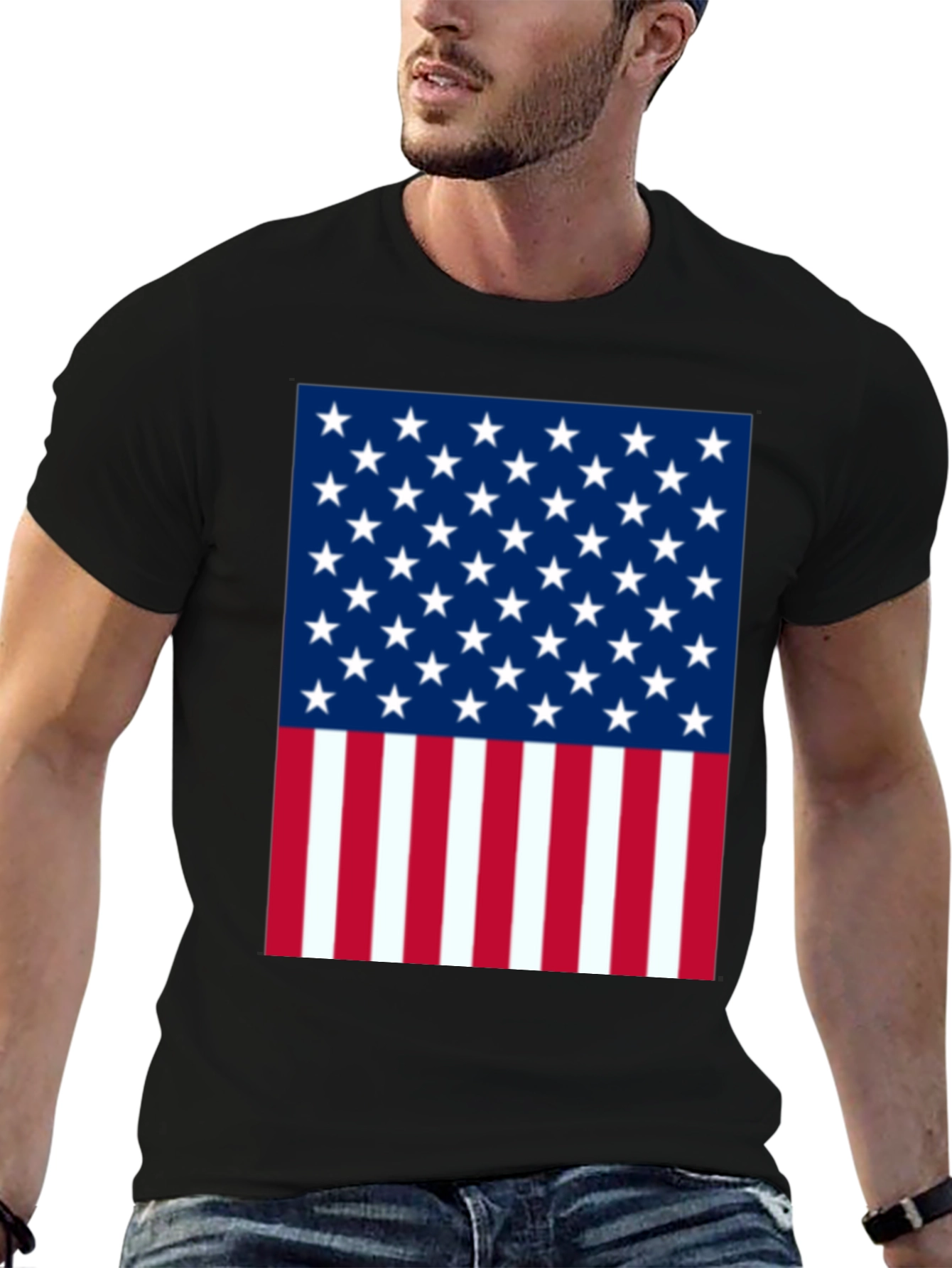 American Flag Graphic Tee - Patriotic Black T-Shirt