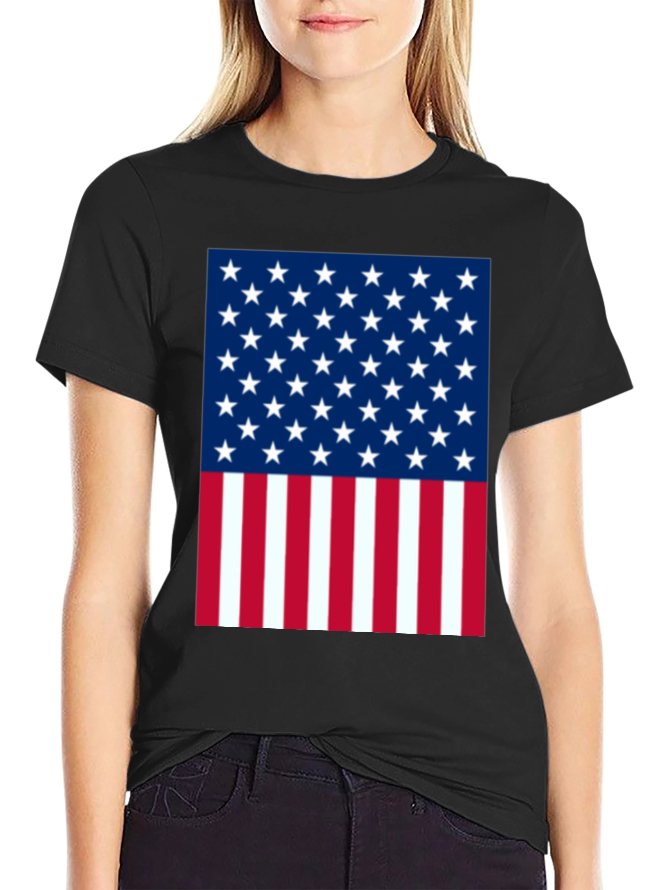American Flag Graphic Tee - Patriotic Black T-Shirt