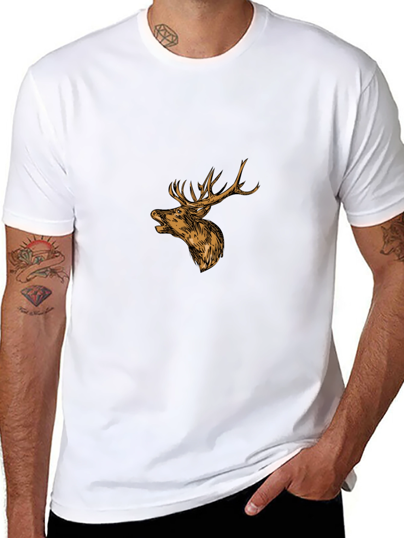 Black Deer Graphic Tee - Mens Casual Fashion