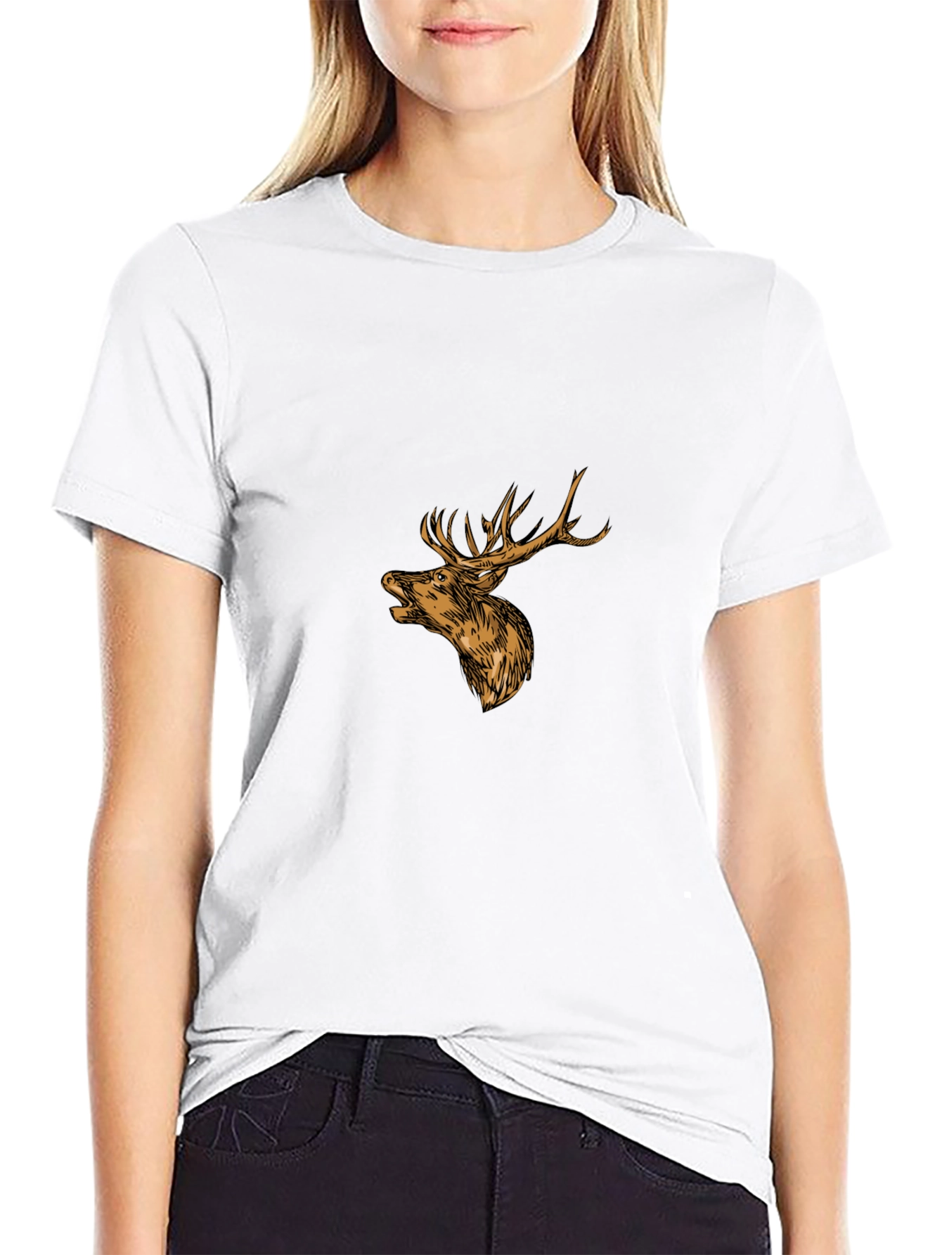 Black Deer Graphic Tee - Mens Casual Fashion
