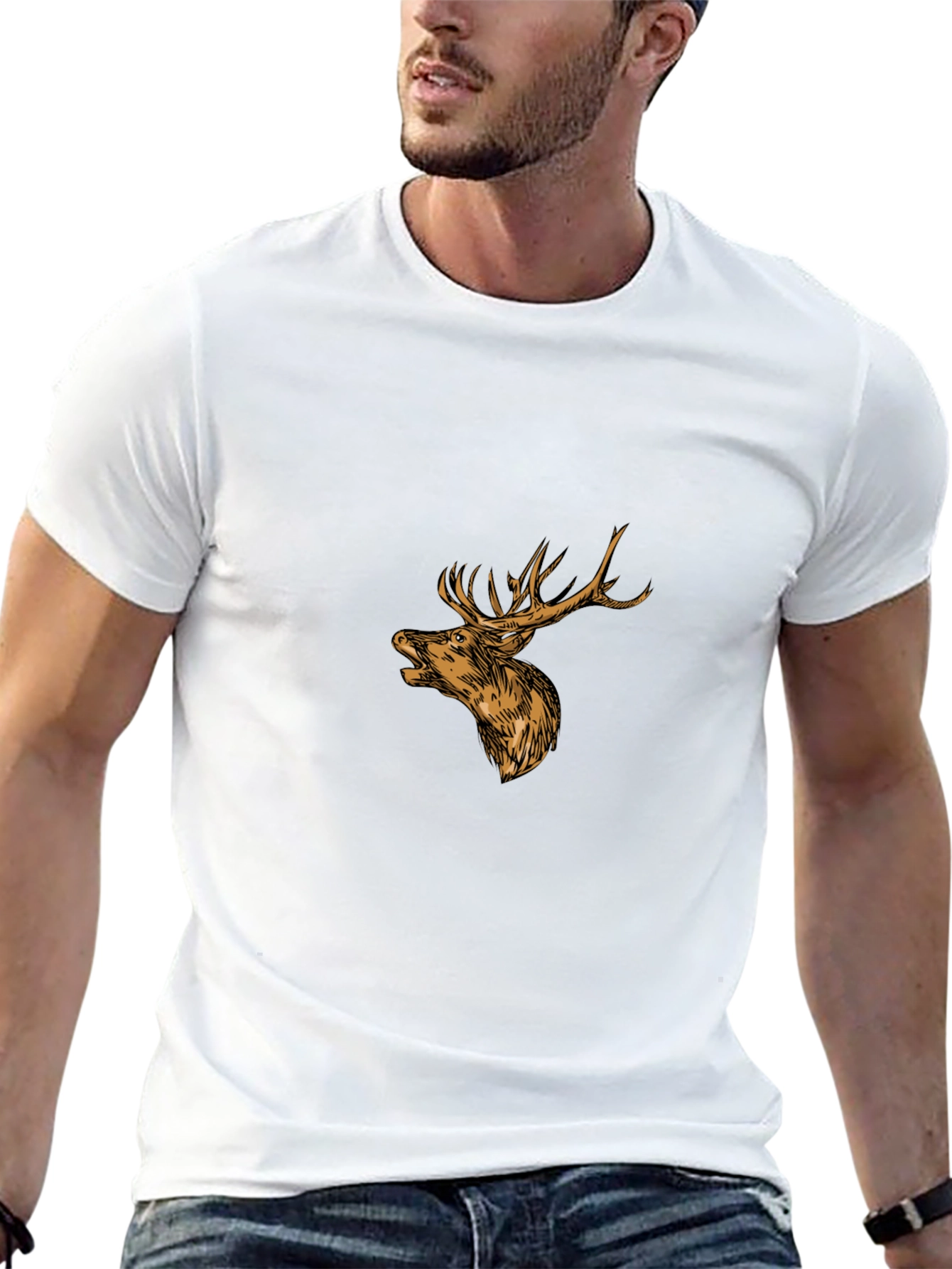Black Deer Graphic Tee - Mens Casual Fashion