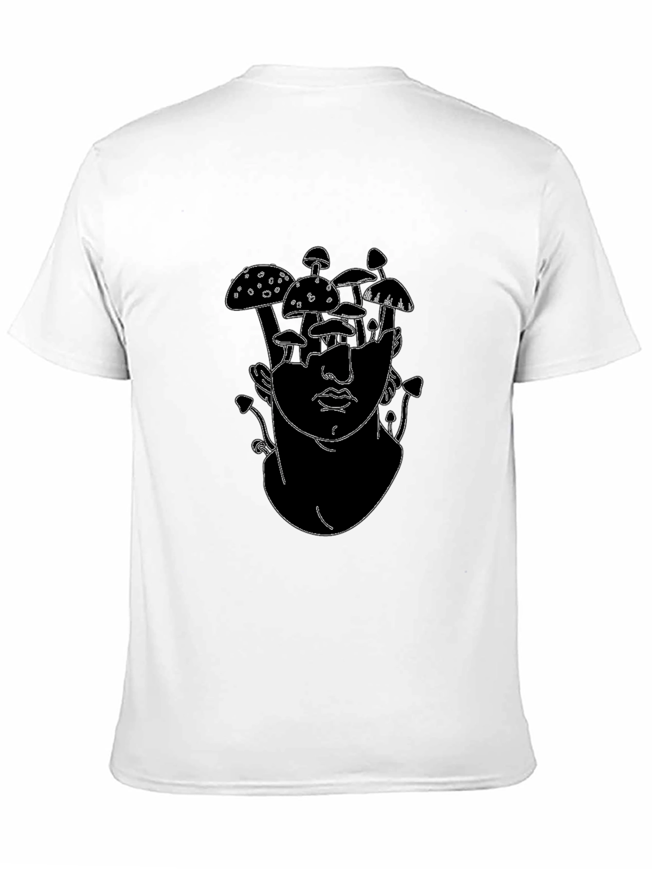 Mushroom Head Graphic Tee - Black Cotton T-Shirt