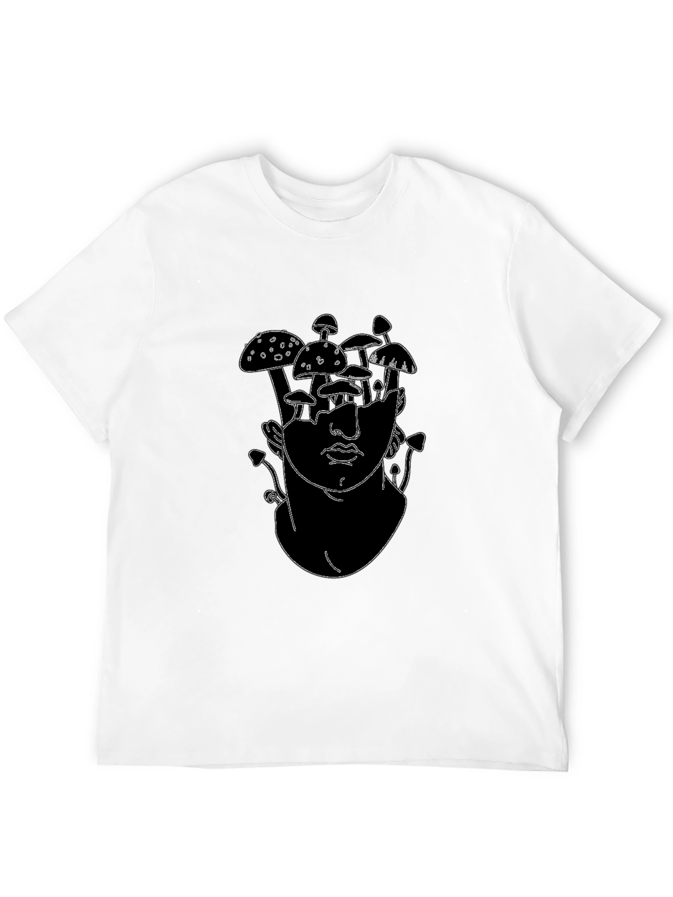 Mushroom Head Graphic Tee - Black Cotton T-Shirt