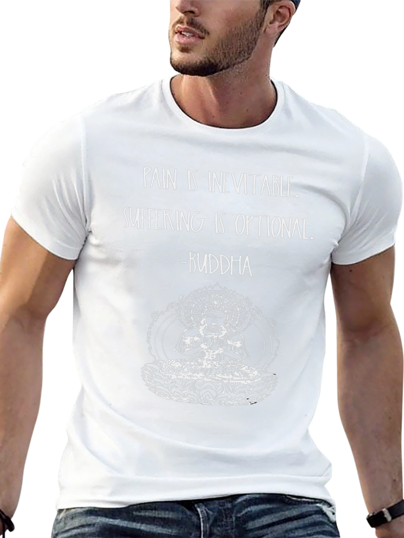 Buddha Quote Graphic T-Shirt - Pain is Inevitable