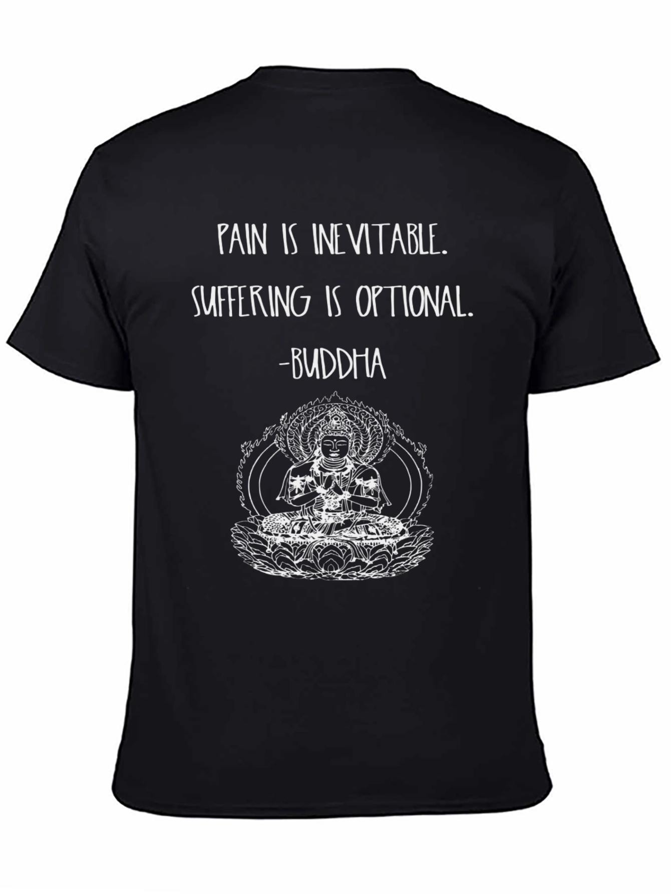 Buddha Quote Graphic T-Shirt - Pain is Inevitable