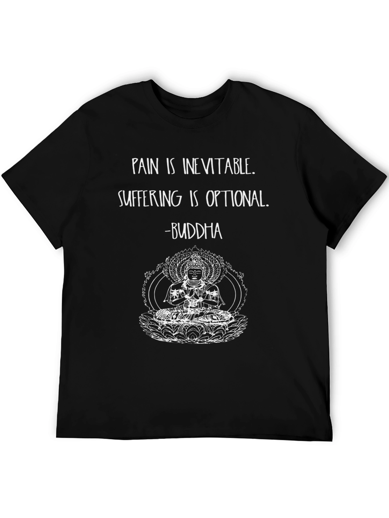 Buddha Quote Graphic T-Shirt - Pain is Inevitable