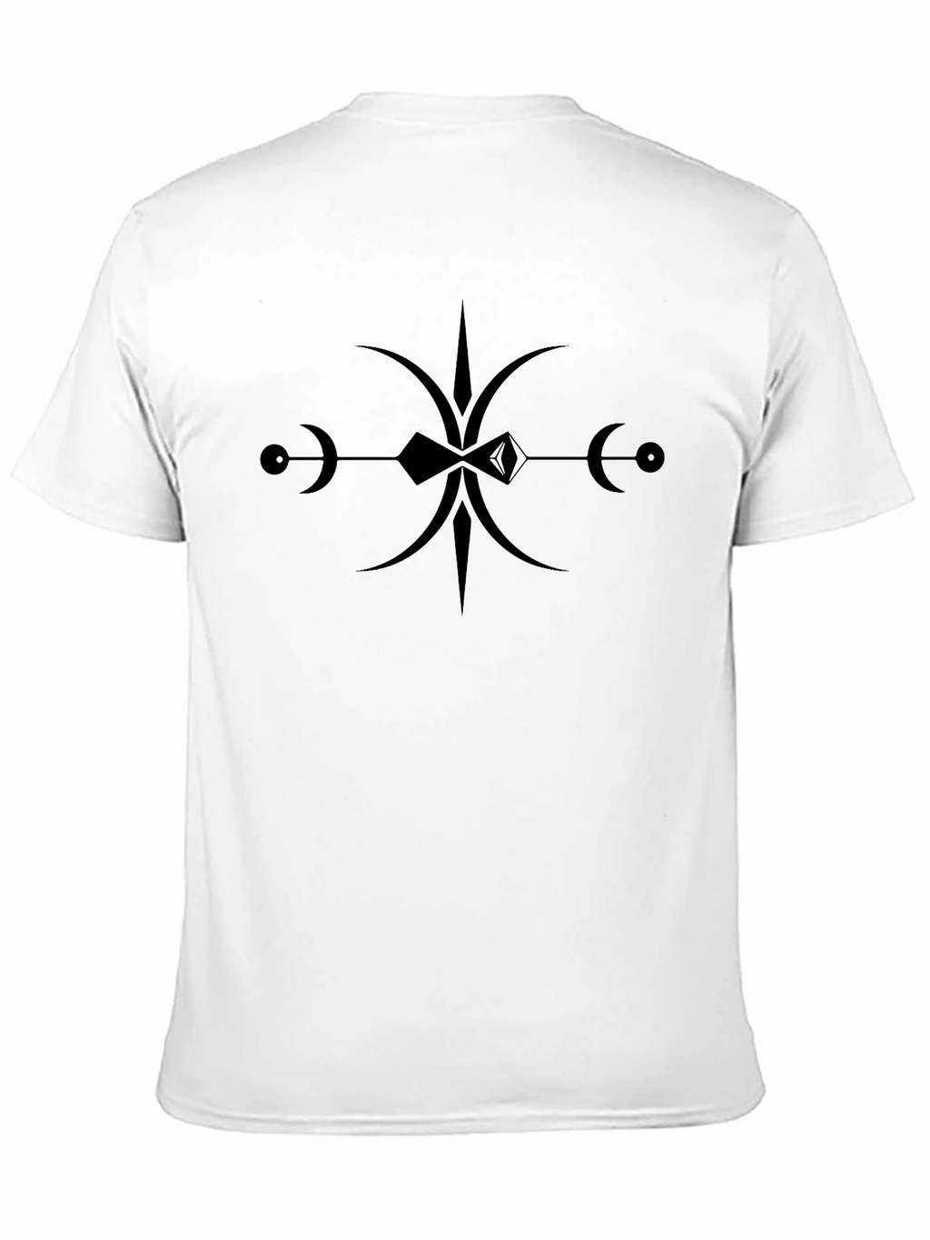 Black Graphic Tee with Abstract Lunar Symbol