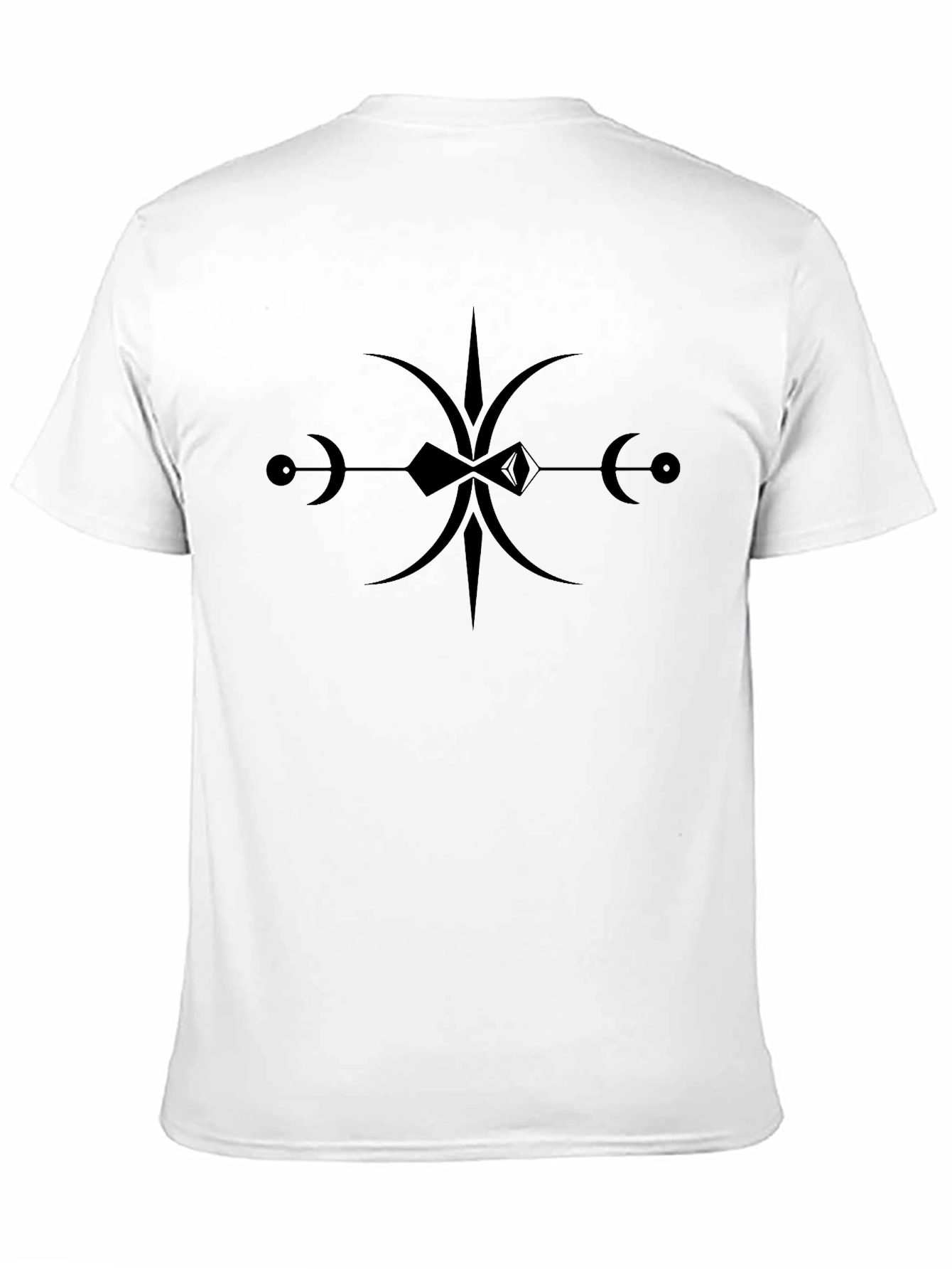 Black Graphic Tee with Abstract Lunar Symbol