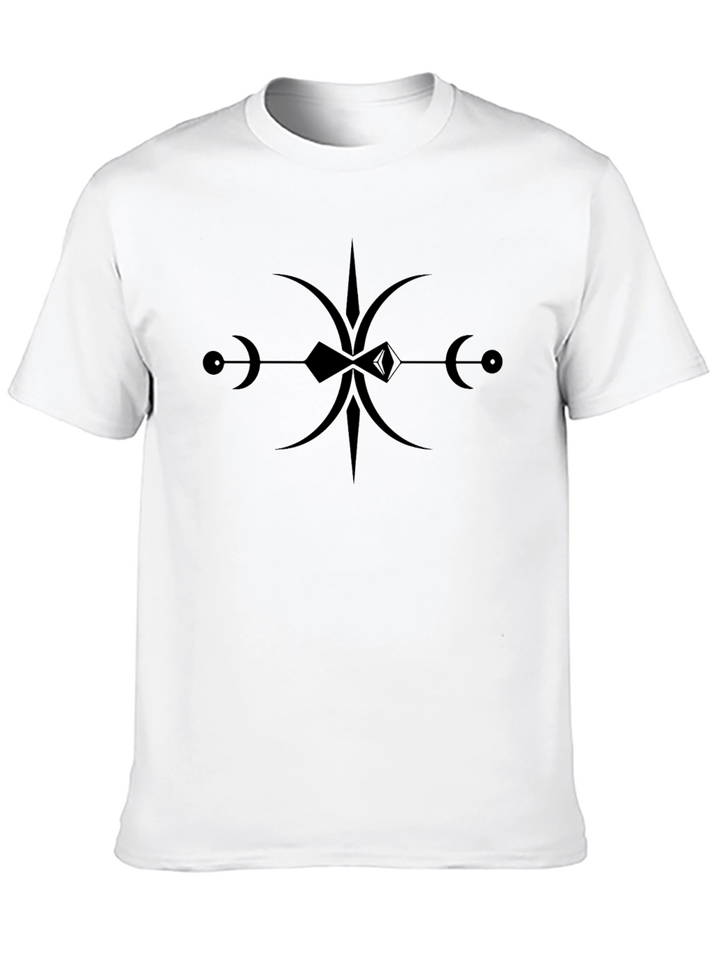Black Graphic Tee with Abstract Lunar Symbol