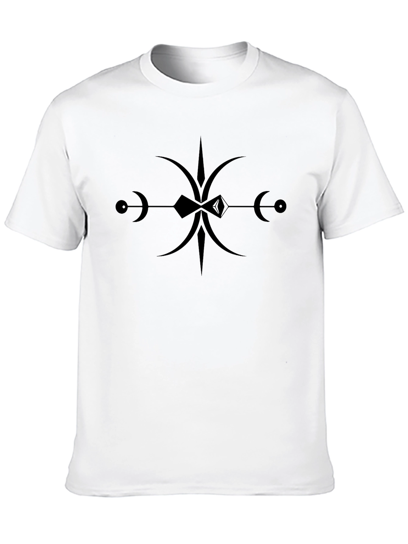 Black Graphic Tee with Abstract Lunar Symbol
