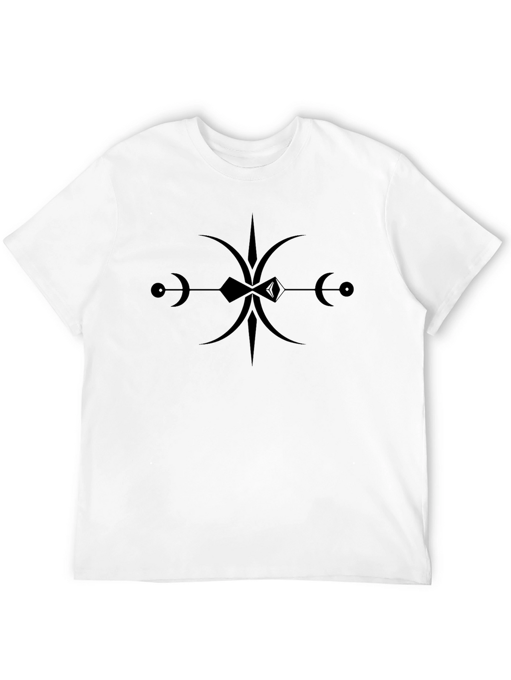 Black Graphic Tee with Abstract Lunar Symbol