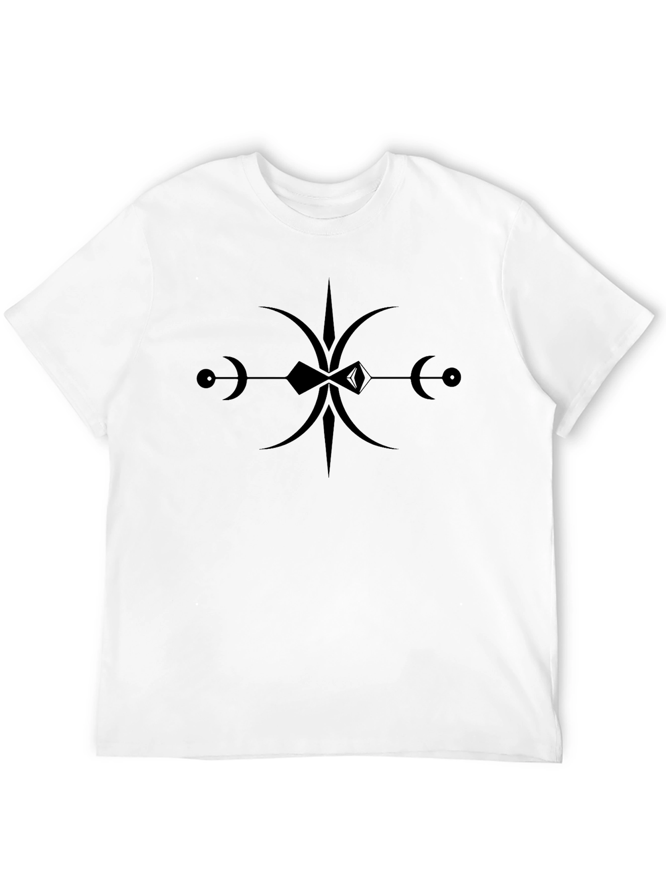 Black Graphic Tee with Abstract Lunar Symbol