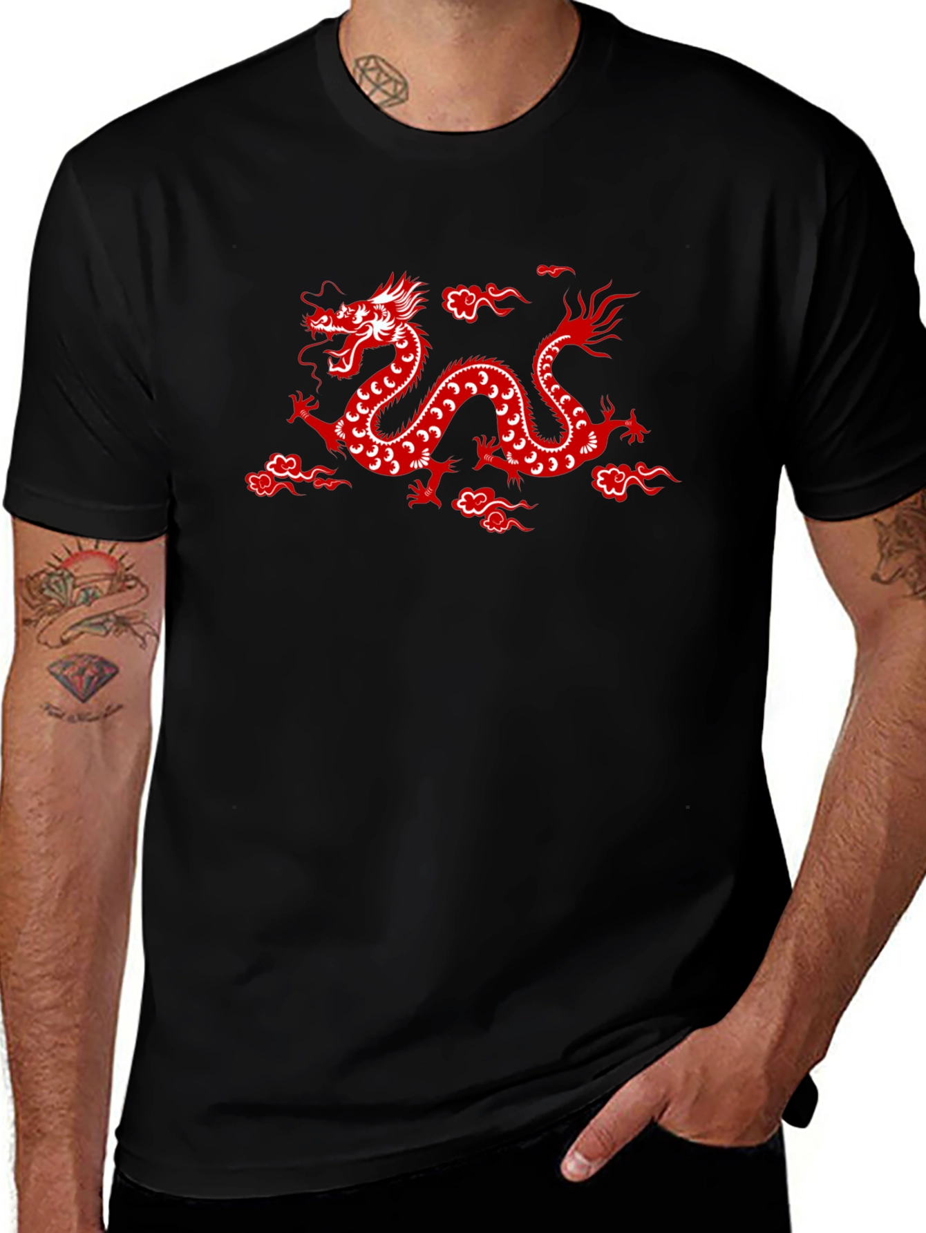 Dragon Graphic Tee - Black Cotton Comfort Fit