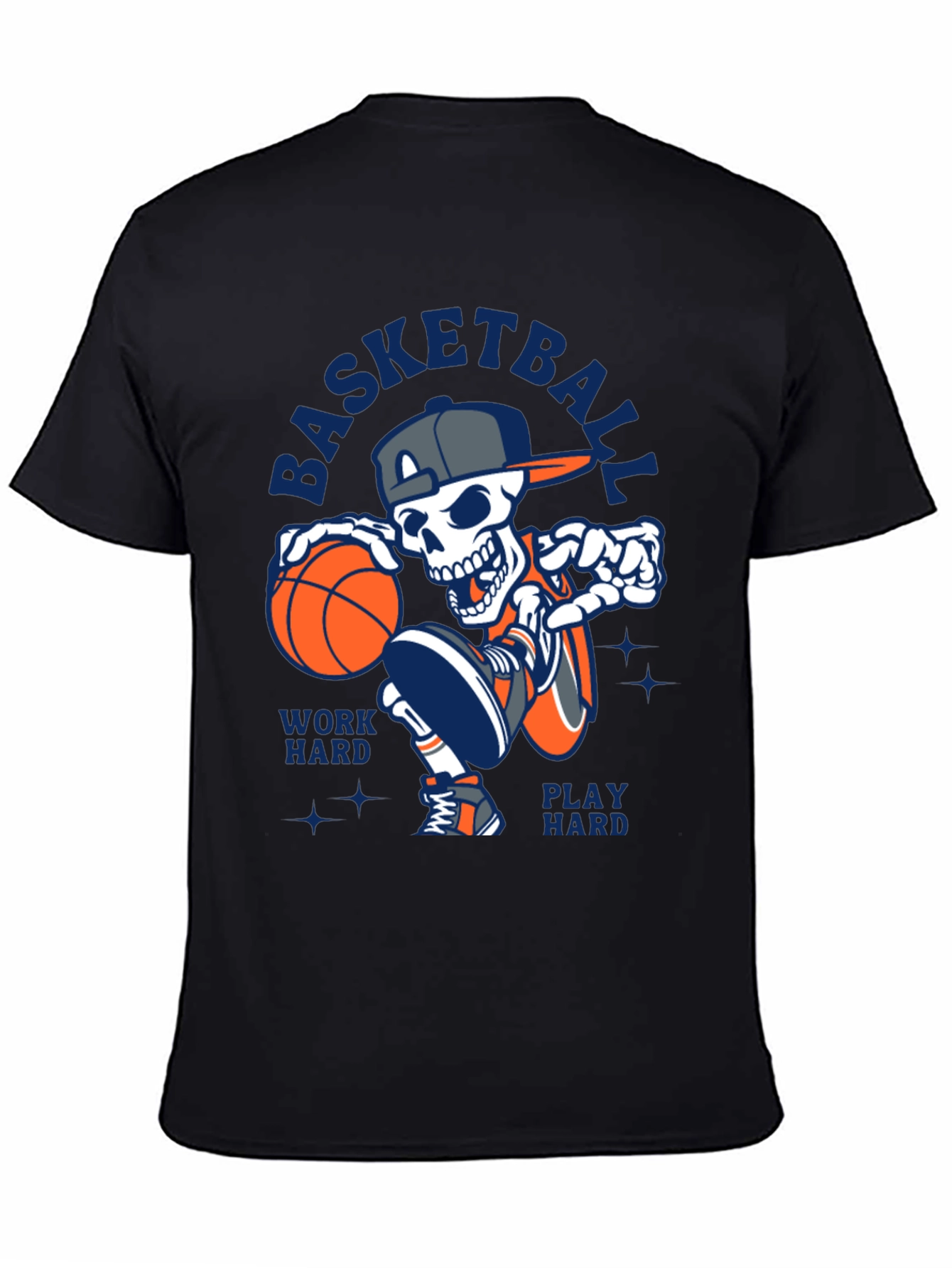 Basketball Skeleton T-Shirt Work Hard Play Hard Tee