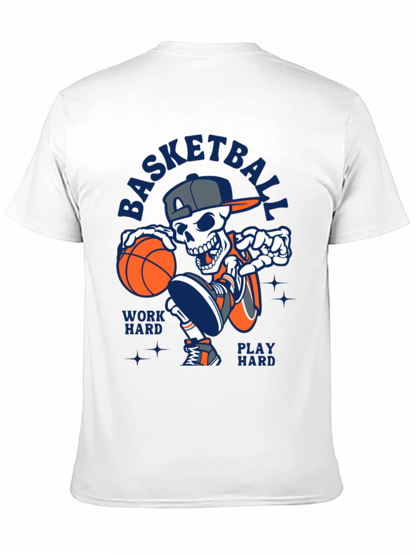 Basketball Skeleton T-Shirt Work Hard Play Hard Tee