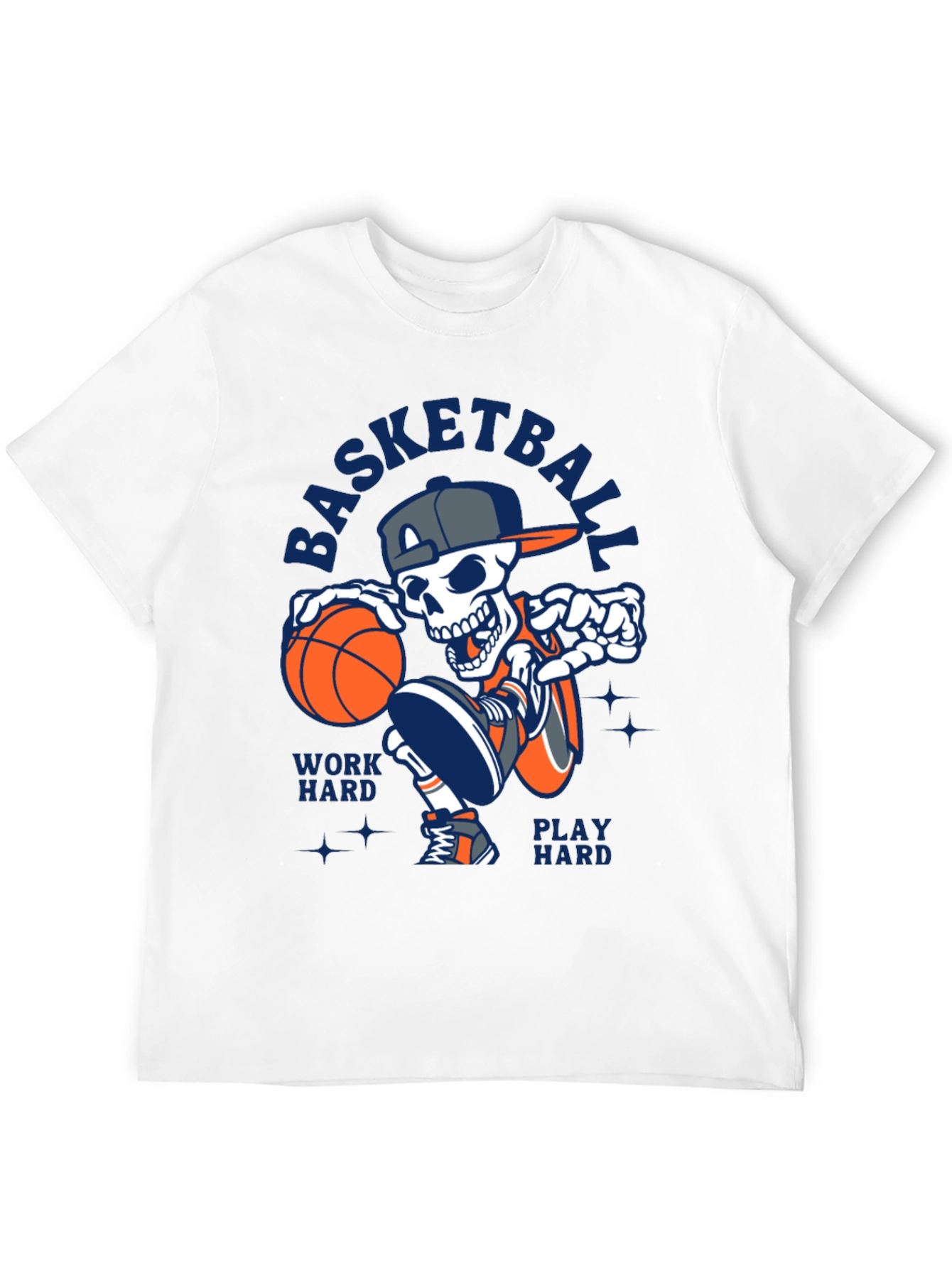 Basketball Skeleton T-Shirt Work Hard Play Hard Tee