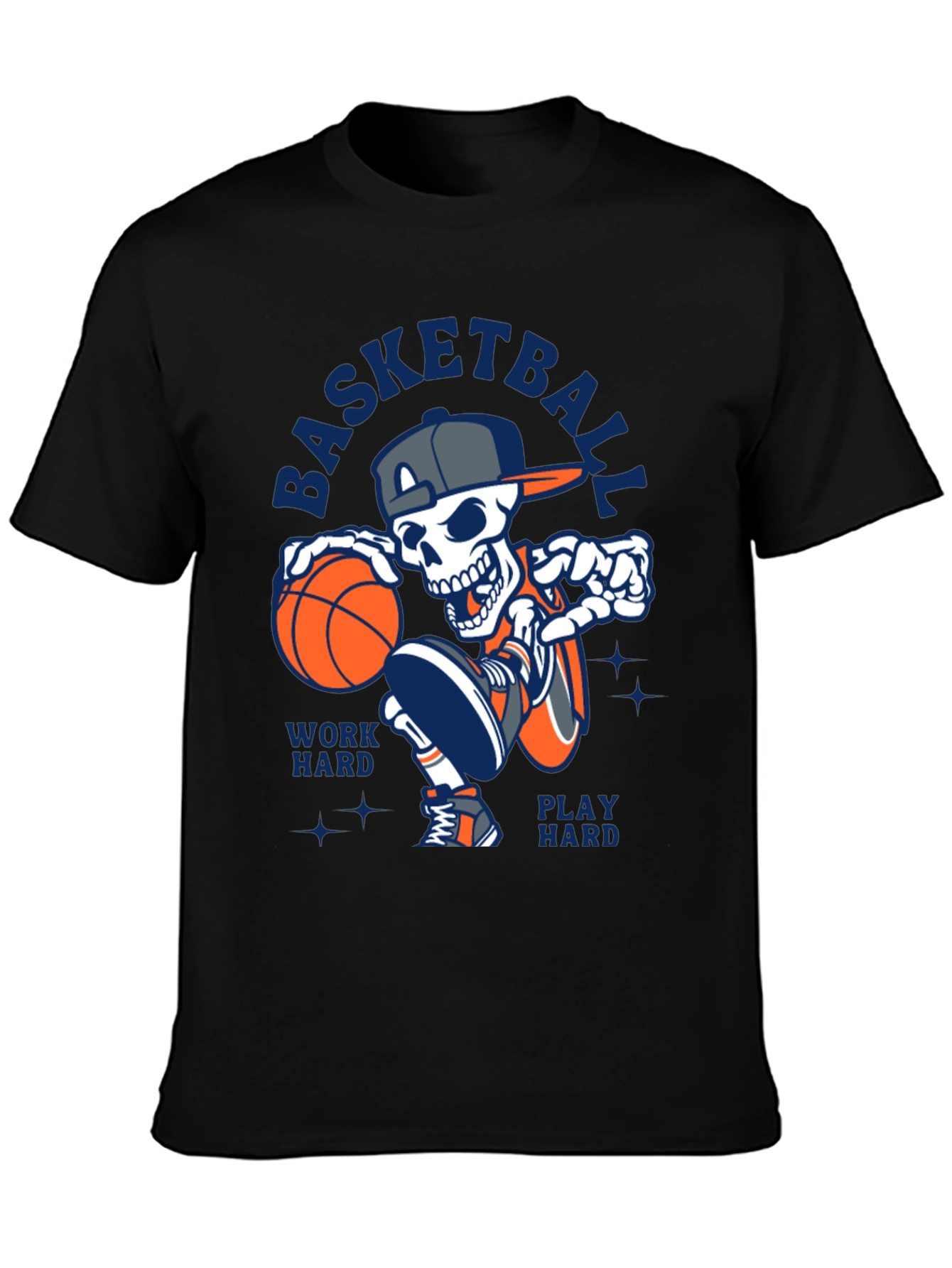 Basketball Skeleton T-Shirt Work Hard Play Hard Tee