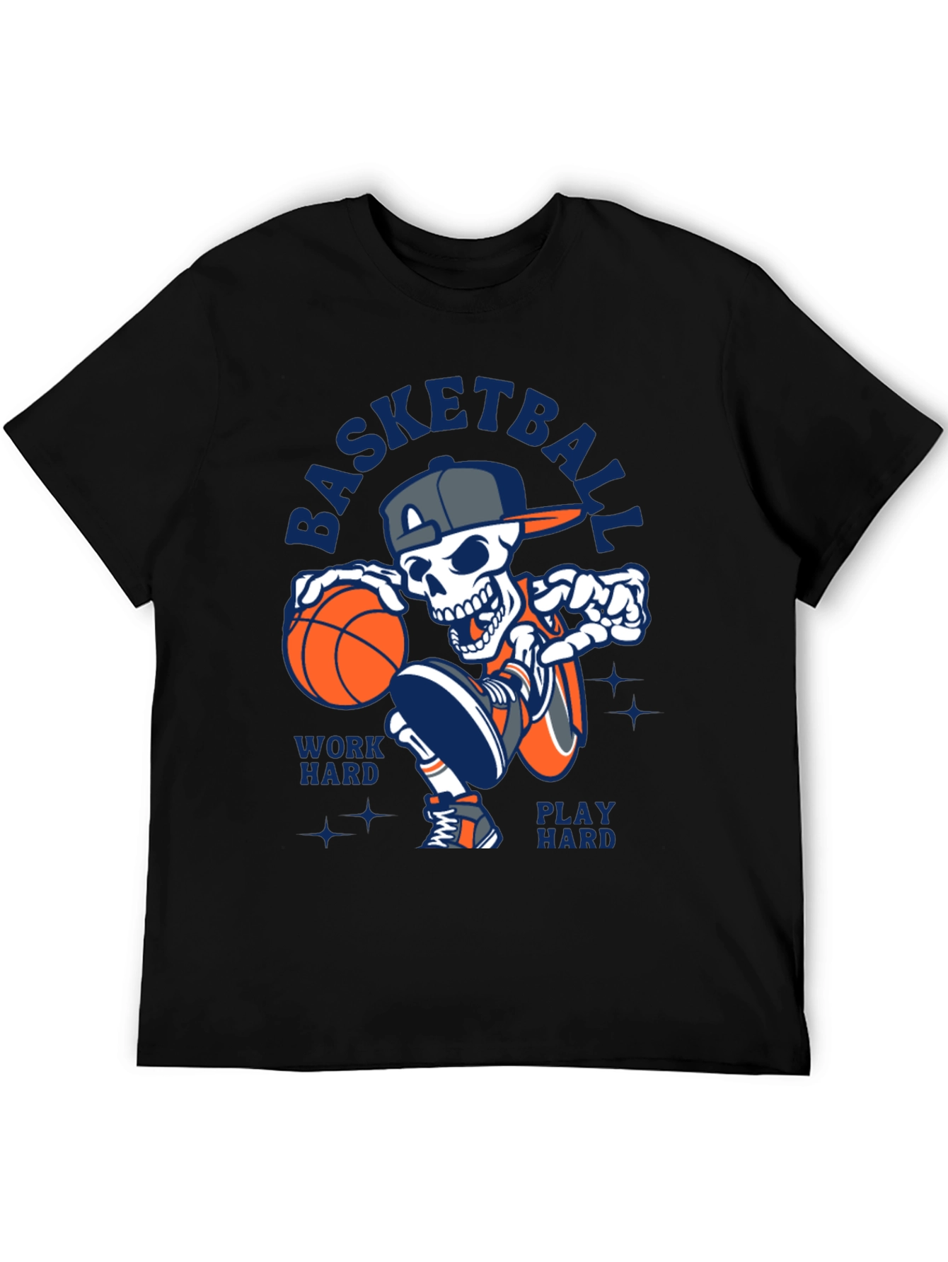 Basketball Skeleton T-Shirt Work Hard Play Hard Tee