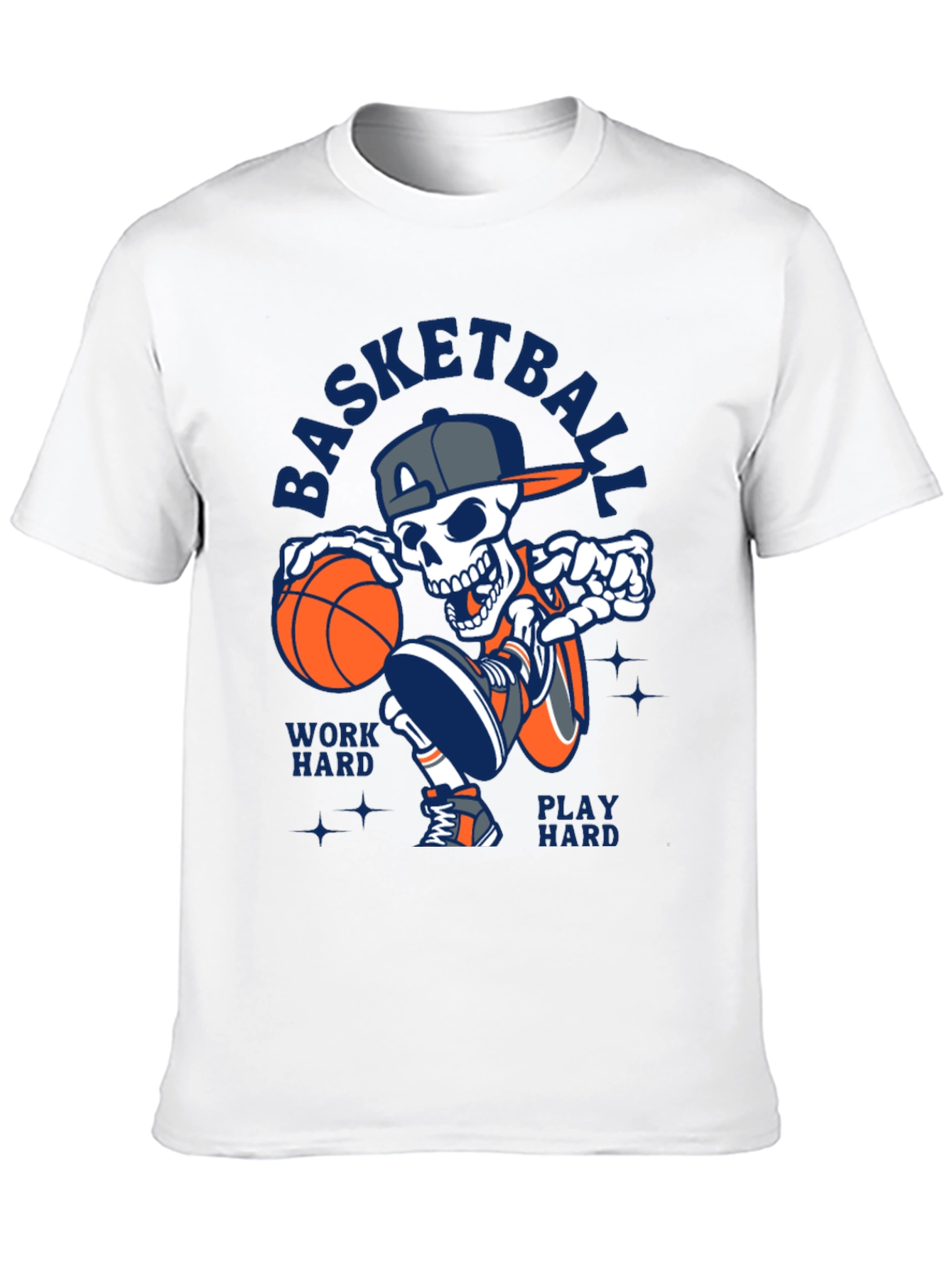 Basketball Skeleton T-Shirt Work Hard Play Hard Tee