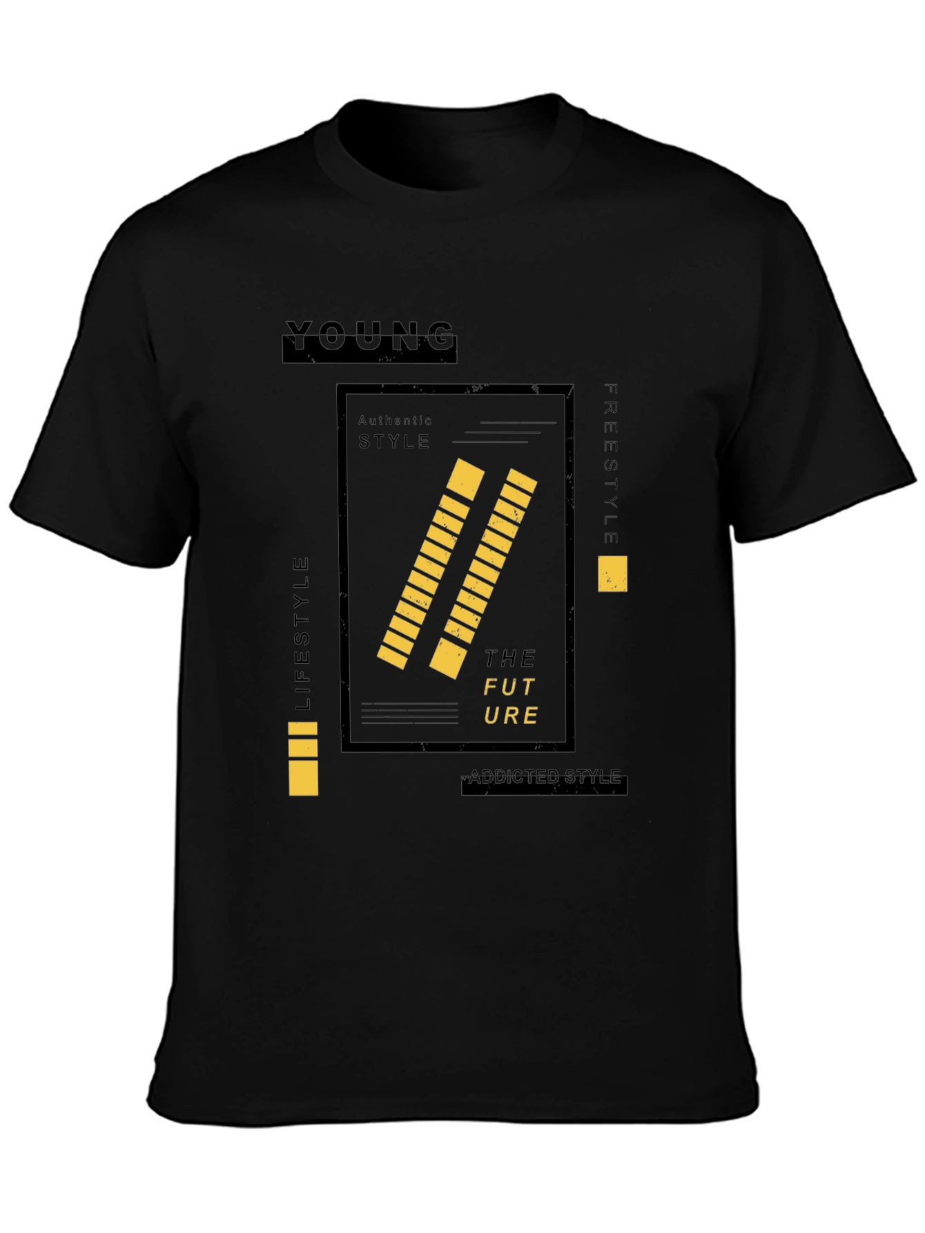 Young Graphic Print Black Tee