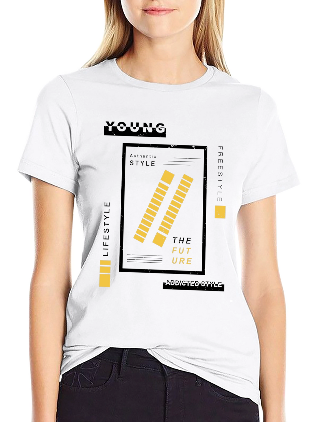 Young Graphic Print Black Tee