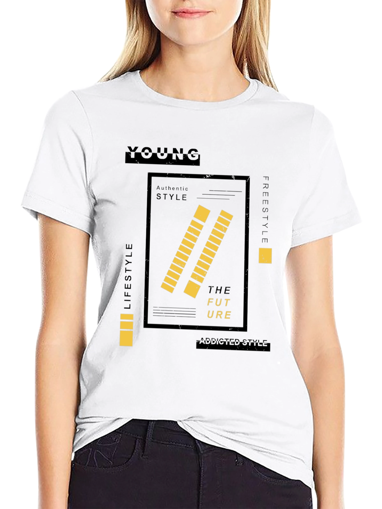 Young Graphic Print Black Tee