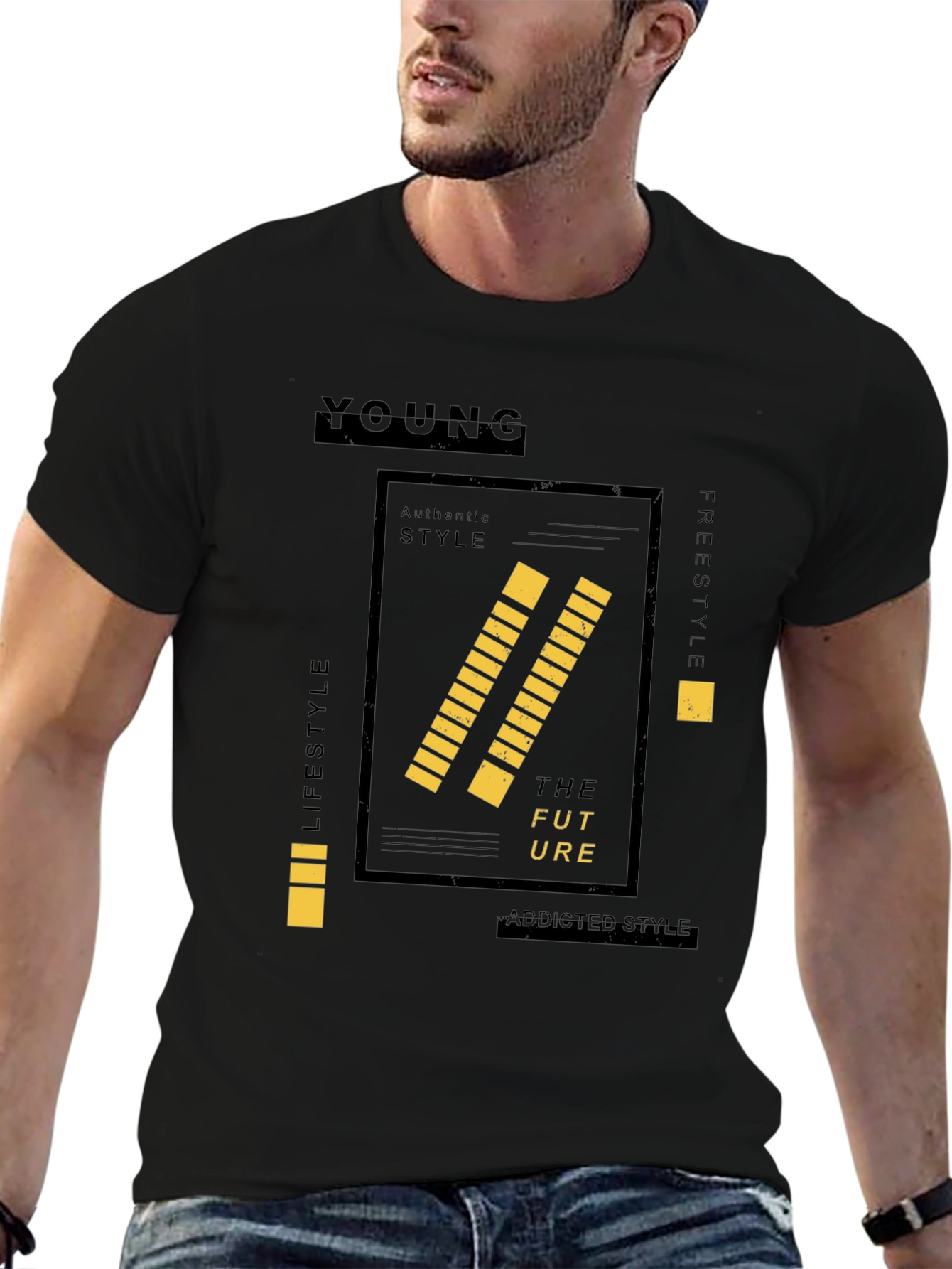 Young Graphic Print Black Tee