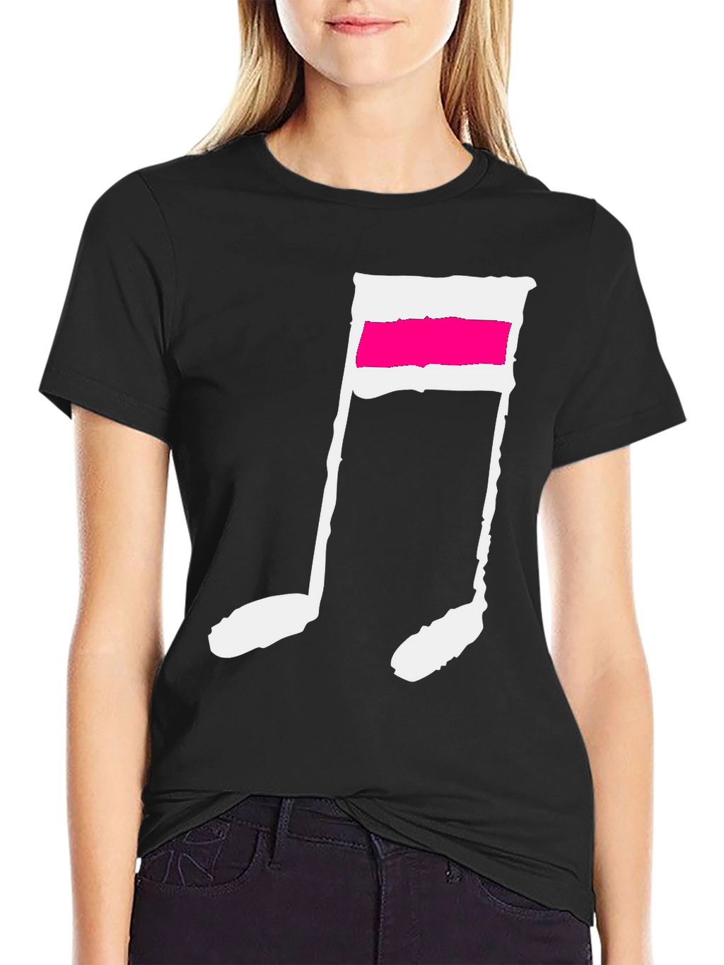 Black T-Shirt with Music Note Graphic